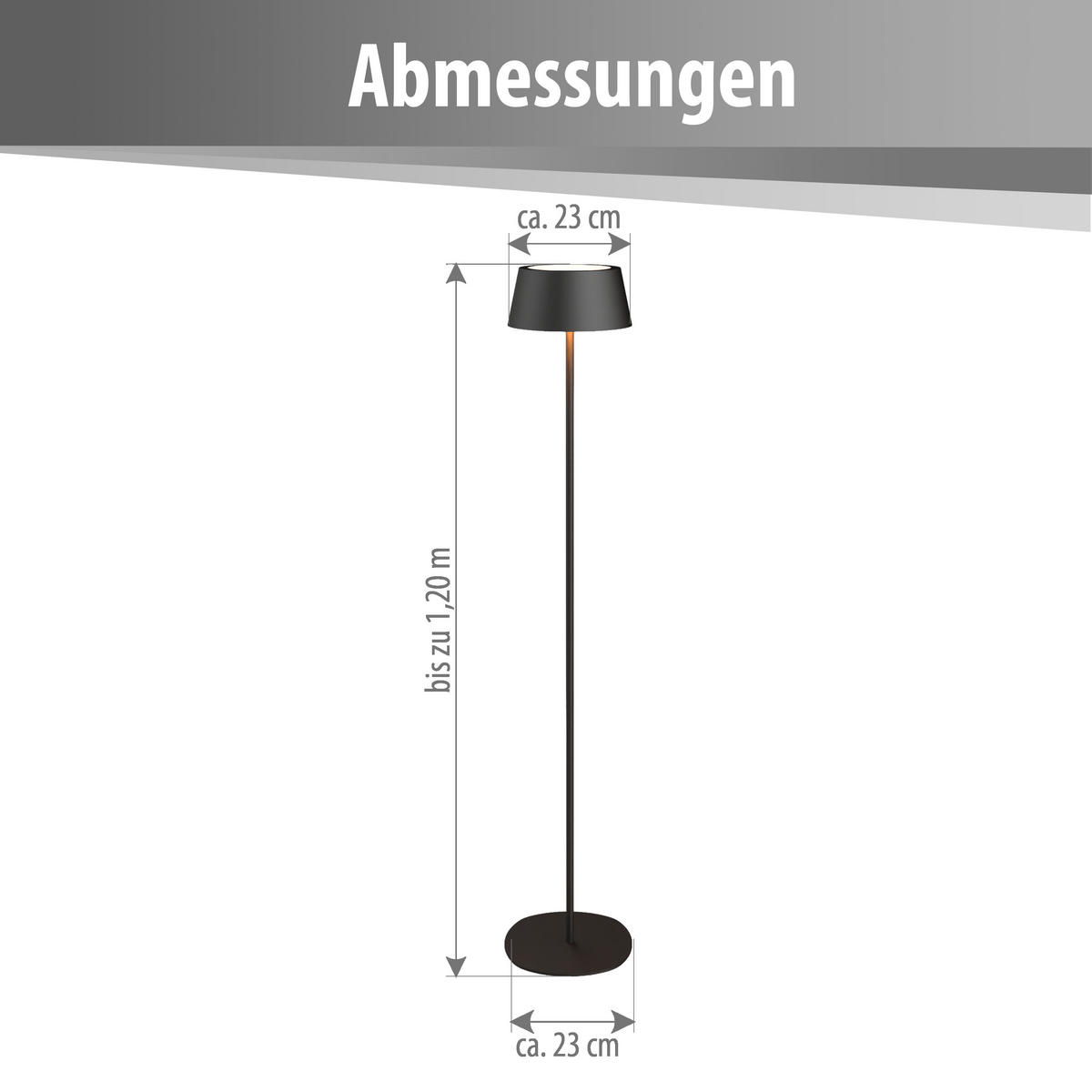 LED-STEHLEUCHTE 23cm Höhe bis zu 120cm Metall schwarz - Schwarz, Metall (23/23/120cm) - Northpoint