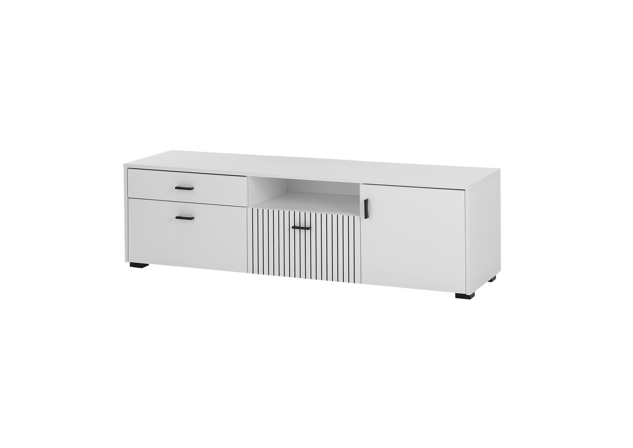LOWBOARD M17 Weiß Matt & Schwarz 150/44/42 cm schmal - Weiß, Holzwerkstoff (150/44/42cm) - Livojo