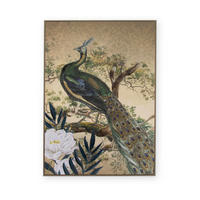 LEINWANDBILD Pfau im Paradies - 70x50cm - Multi - Multicolor, Holzwerkstoff (50/70cm) - Art for the Home