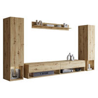 WOHNWAND Amadeo II mit weißer LED Beleuchtung - Eiche Artisan, Holzwerkstoff (30/130/33cm) - MIRJAN24