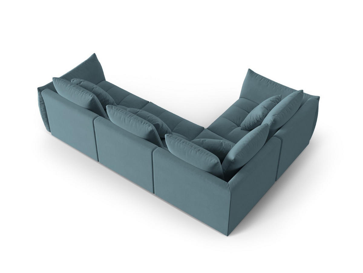 ECKSOFA modular links Bloom aus Samt pastellblau 3 Sitzplätze - Pastellblau, Textil (216/316cm) - Micadoni