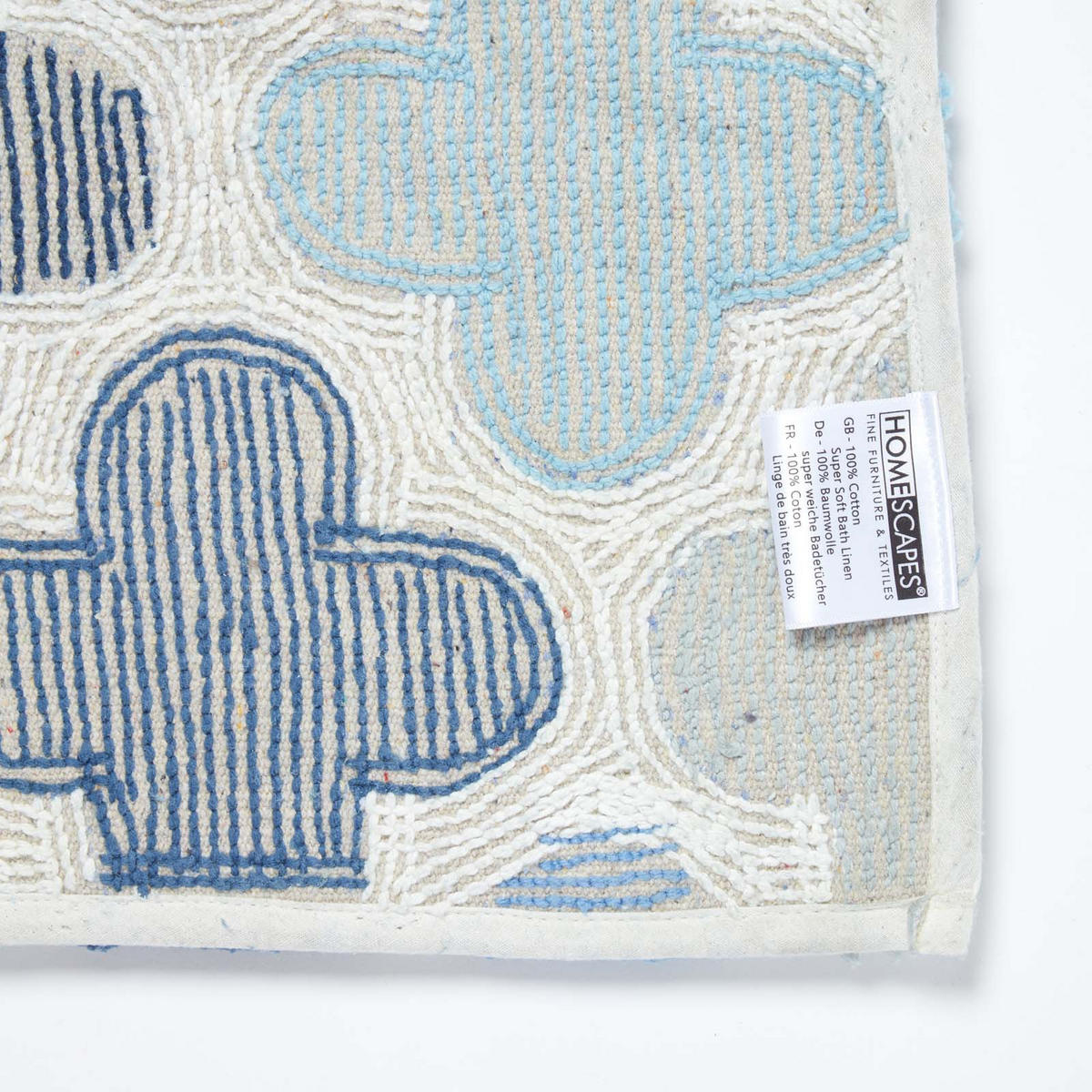 BADEMATTE 50/80 cm gemustert, Baumwolle - Blau, Textil (50/80cm) - Homescapes