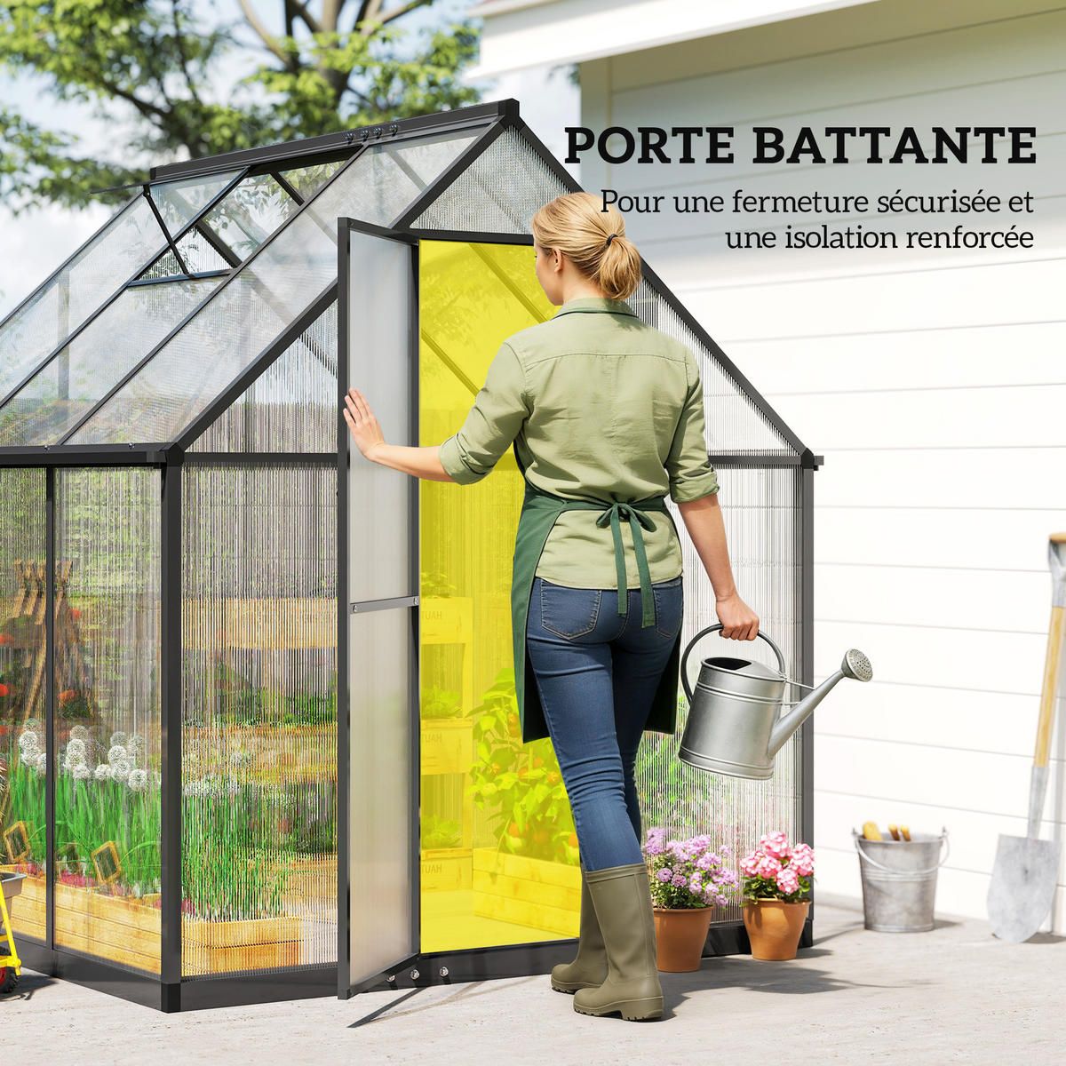 GEWÄCHSHAUS DE-12082 mit Polycarbonat und verstellbarem Fenster Transparent - Transparent, Metall (168/195/178cm) - ComfortXL