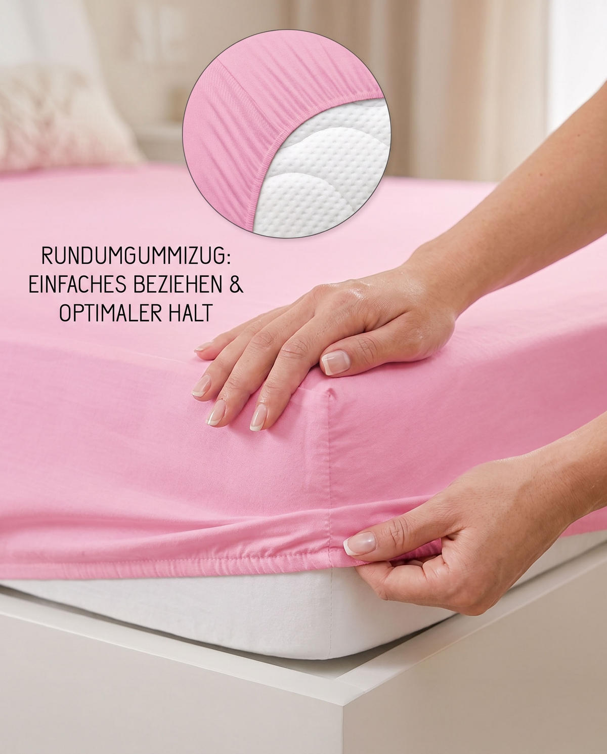 SPANNBETTTUCH Basic Jersey pink, 140x200 cm - 160x200 cm - Pink, Textil (160/200cm) - biberna