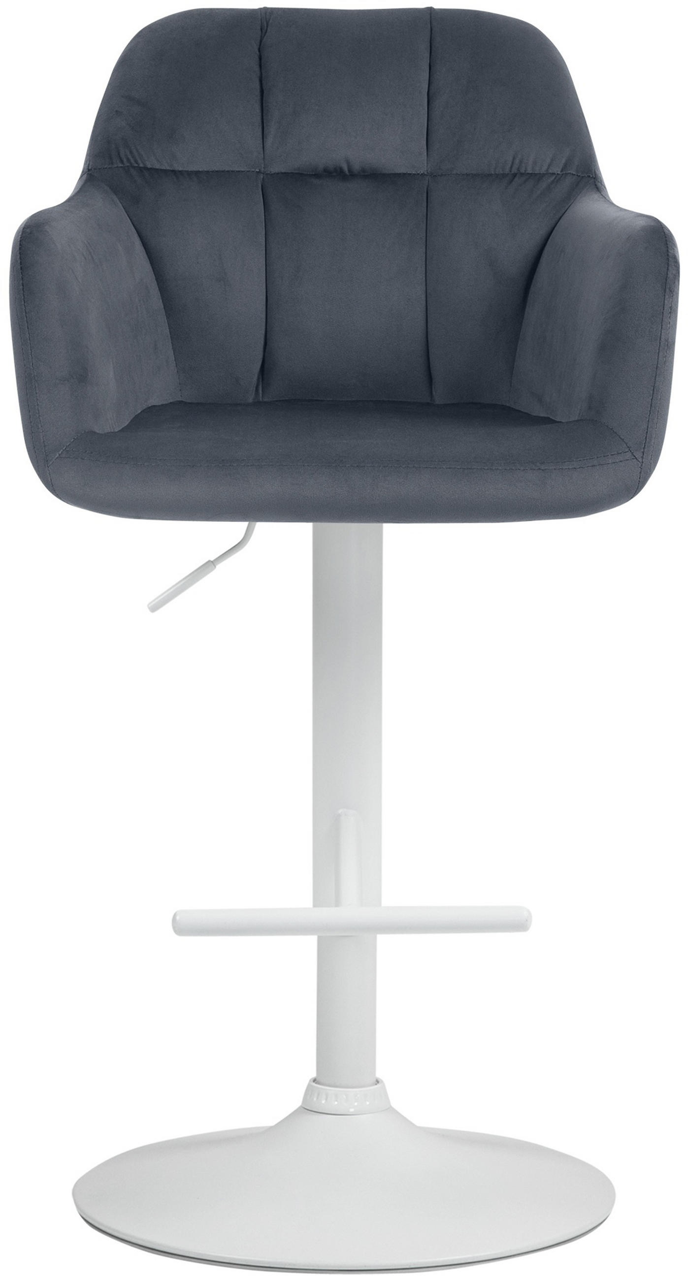 BARHOCKER Nardo Samt weiß dunkelgrau - Weiß/Grau, Textil/Metall (57/118/59cm) - TPFLiving