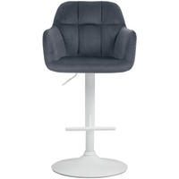 BARHOCKER Nardo Samt weiß dunkelgrau - Weiß/Grau, Textil/Metall (57/118/59cm) - TPFLiving