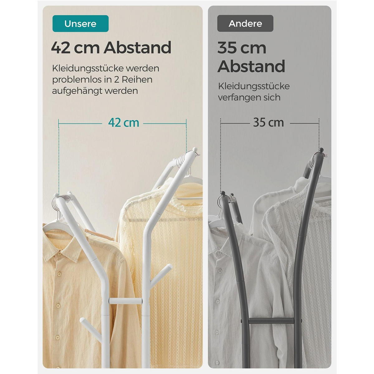 KLEIDERSTÄNDER SÃO TOMÉ - Weiß, Metall (103.5/155/52.5cm) - Hansiro
