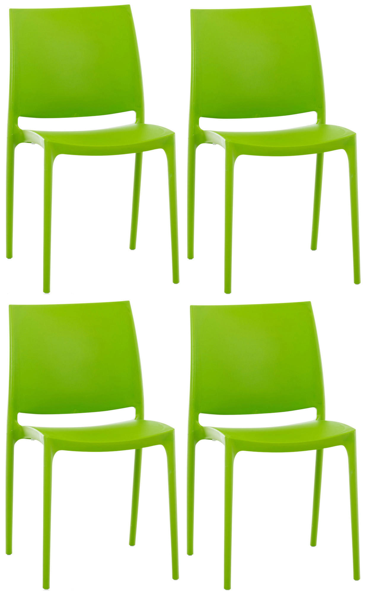 GARTENSTUHL 4er Set Kunststoff grün - Grün, Kunststoff (44/81/50cm) - CLP