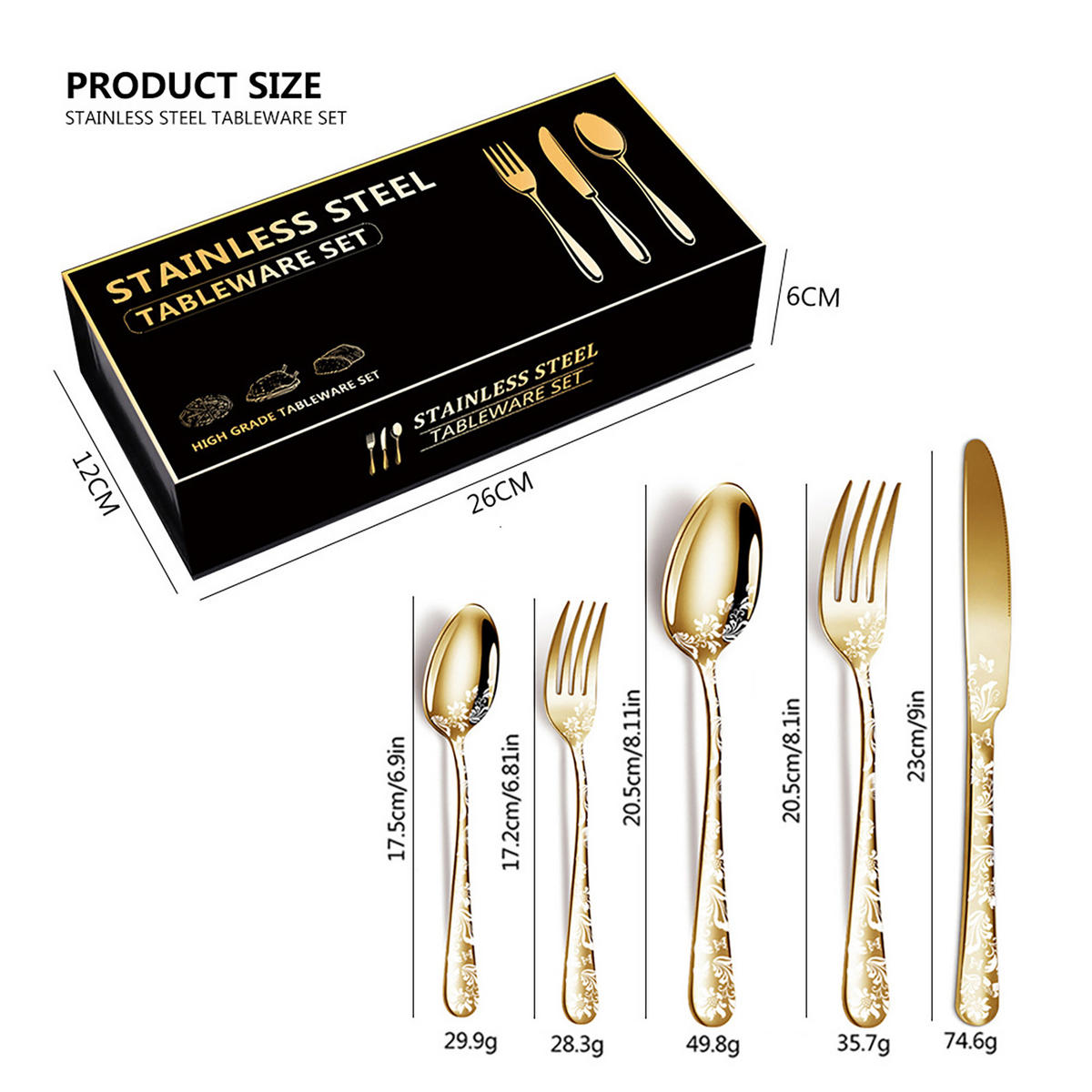 BESTECK-SET, 40 Stück, 8 Personen - Goldfarben, Metall
