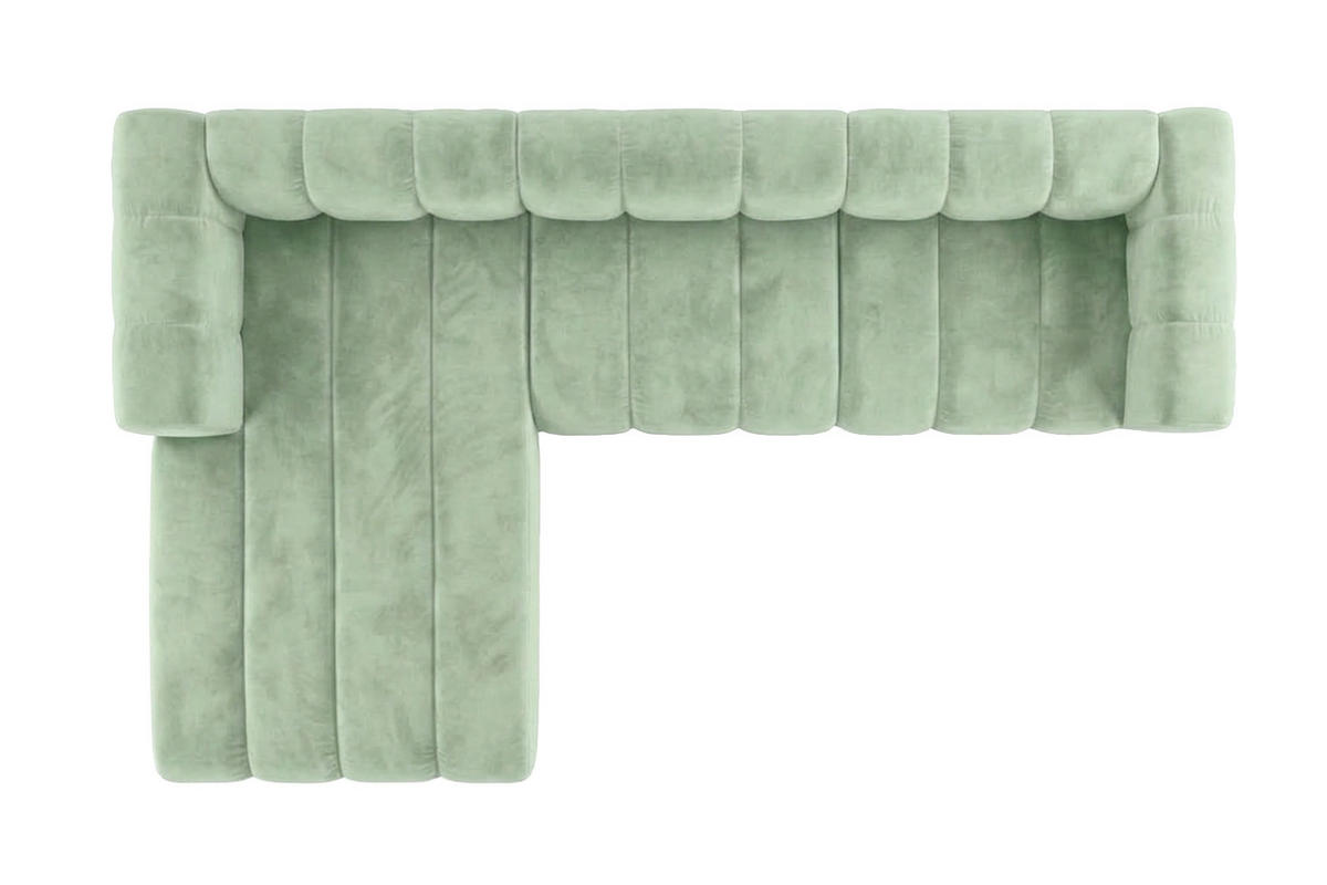 ECKSOFA Modulares In L-Form, Velvet-Stoff Riviera, Mintz, Links, GRAND 318 cm - Mintgrün, Holz (318/179cm) - Kaiser Möbel