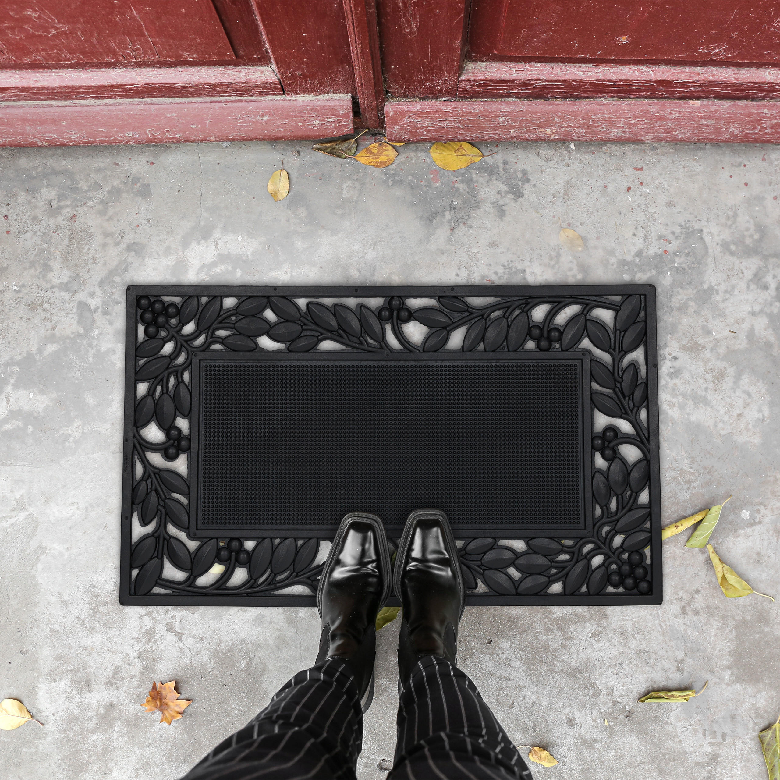 FUßMATTE - Schwarz, Kunststoff (75/45cm) - Relaxdays