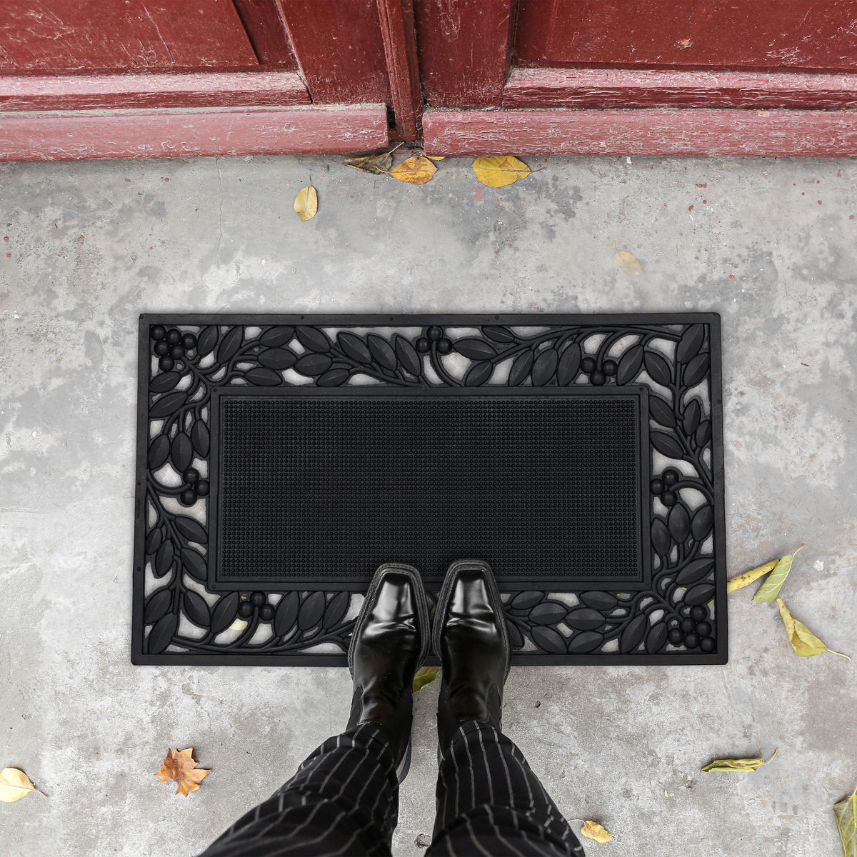 FUßMATTE - Schwarz, Kunststoff (75/45cm) - Relaxdays