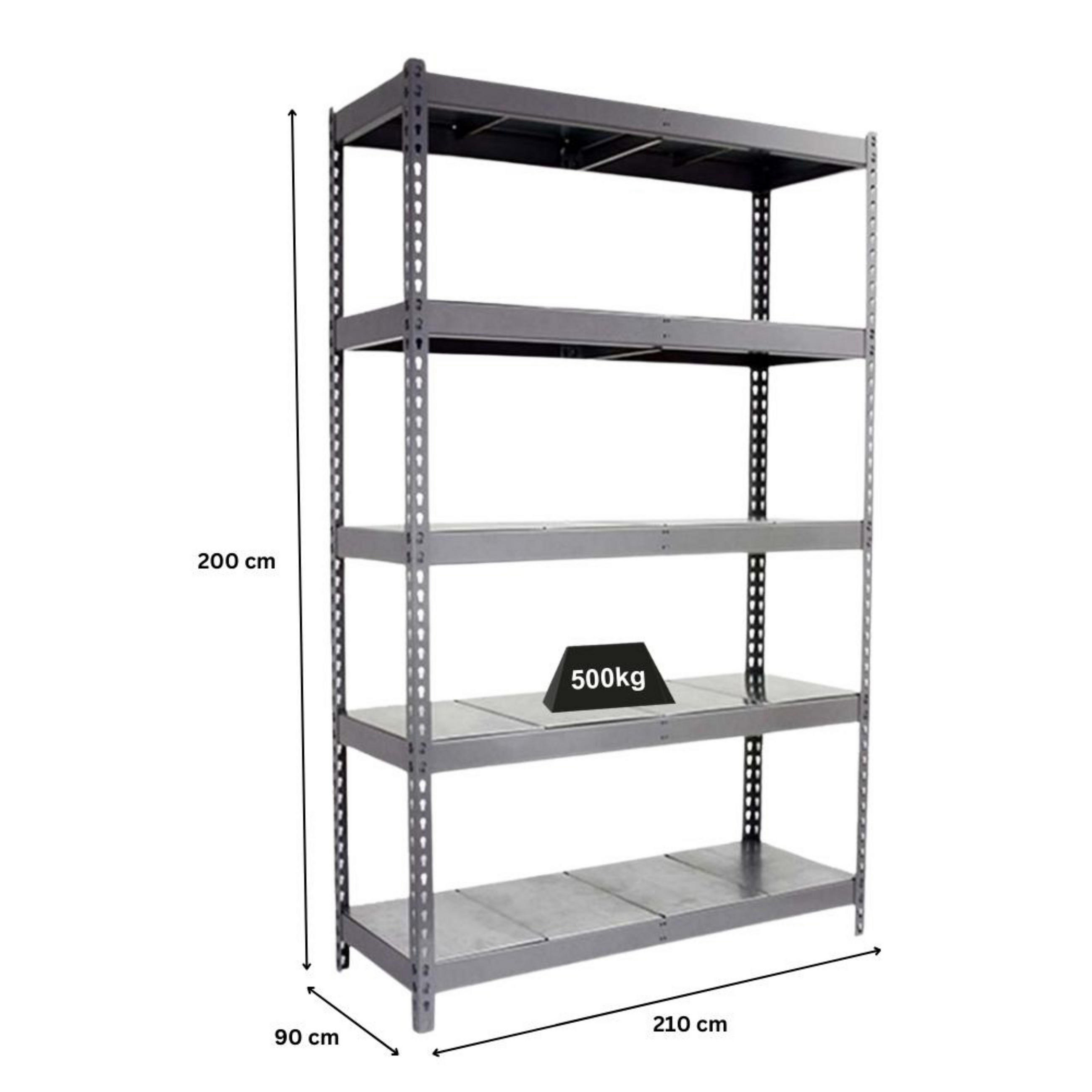 SCHWERLASTREGAL METAL BEAST FIVE | HxBxT 200x210x90cm | Fachlast 500kg | Grau - Grau, Metall (210/200/90cm) - PROREGAL