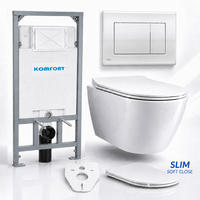 WC-SET ROLO Weiß, Slim-Sitz, Vorwandelement und Betätigungsplatte M271 Chrom THIN - Weiß, Keramik (53/119.5/48.5cm) - bad land