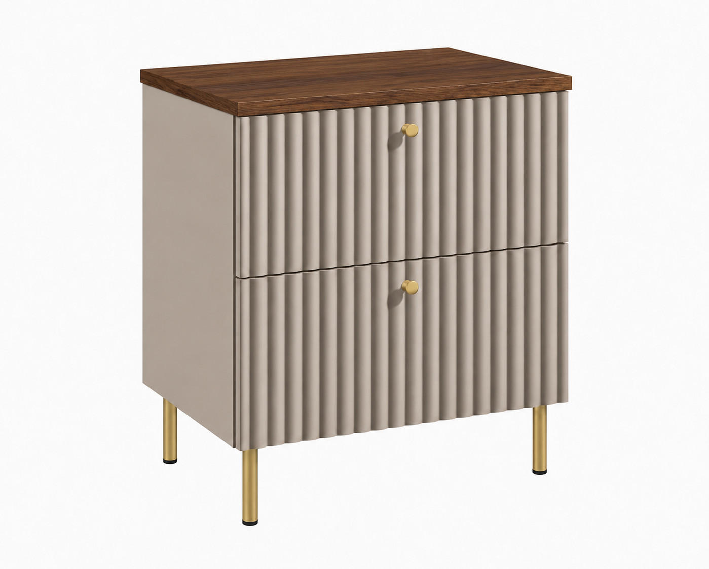 BADEZIMMERSCHRANK: Kaschmir / Platte Nusseiche / Griffe Gold / Beine Gold, 60 x 44,4 x 73,6 cm - Kaschmir/Goldfarben, Holzwerkstoff (60/73.6/44.4cm) - 3XE LIVING