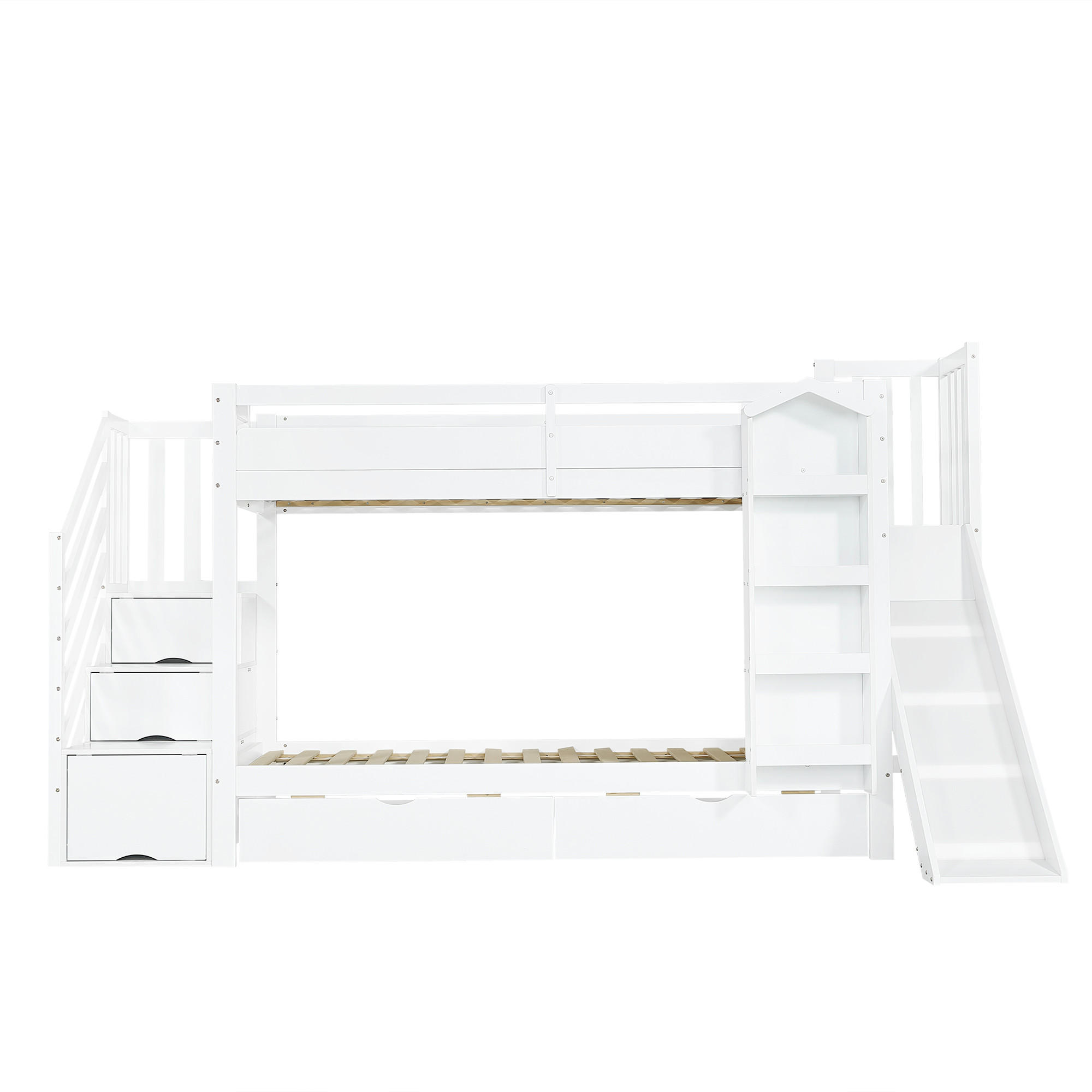 ETAGENBETT Kinderbett Weiß 90x200cm - Weiß, Holz (90/200cm) - ComfortXL