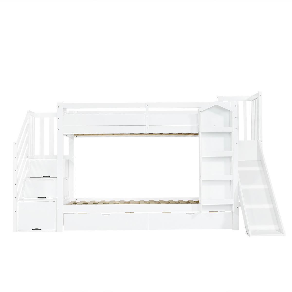 ETAGENBETT Kinderbett Weiß 90x200cm - Weiß, Holz (90/200cm) - ComfortXL