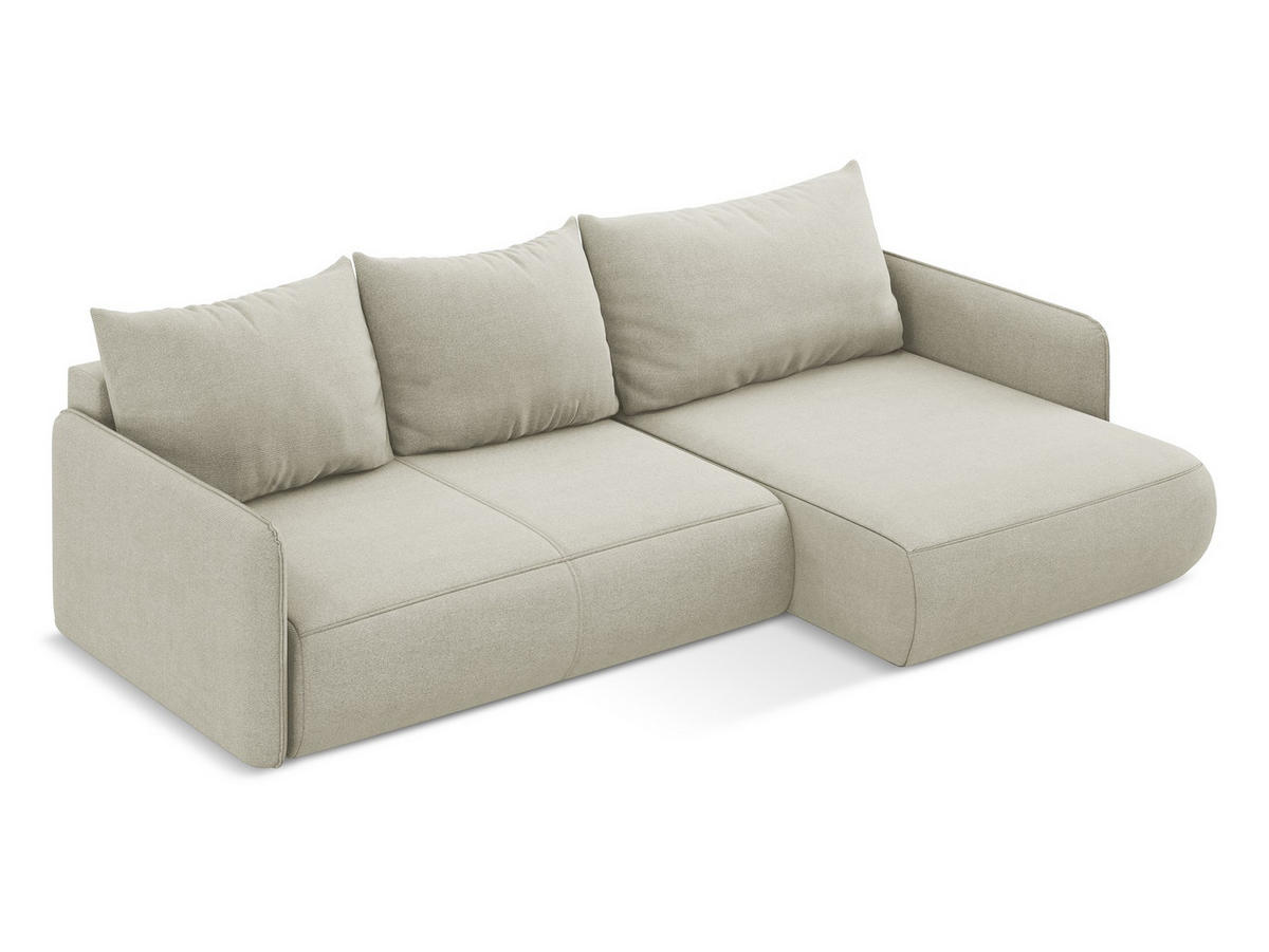 ECKSOFA mit Schlaffunktion Strukturstoff Stoff Beige - Beige/Creme, Kunststoff/Textil (240/148cm) - Makamii