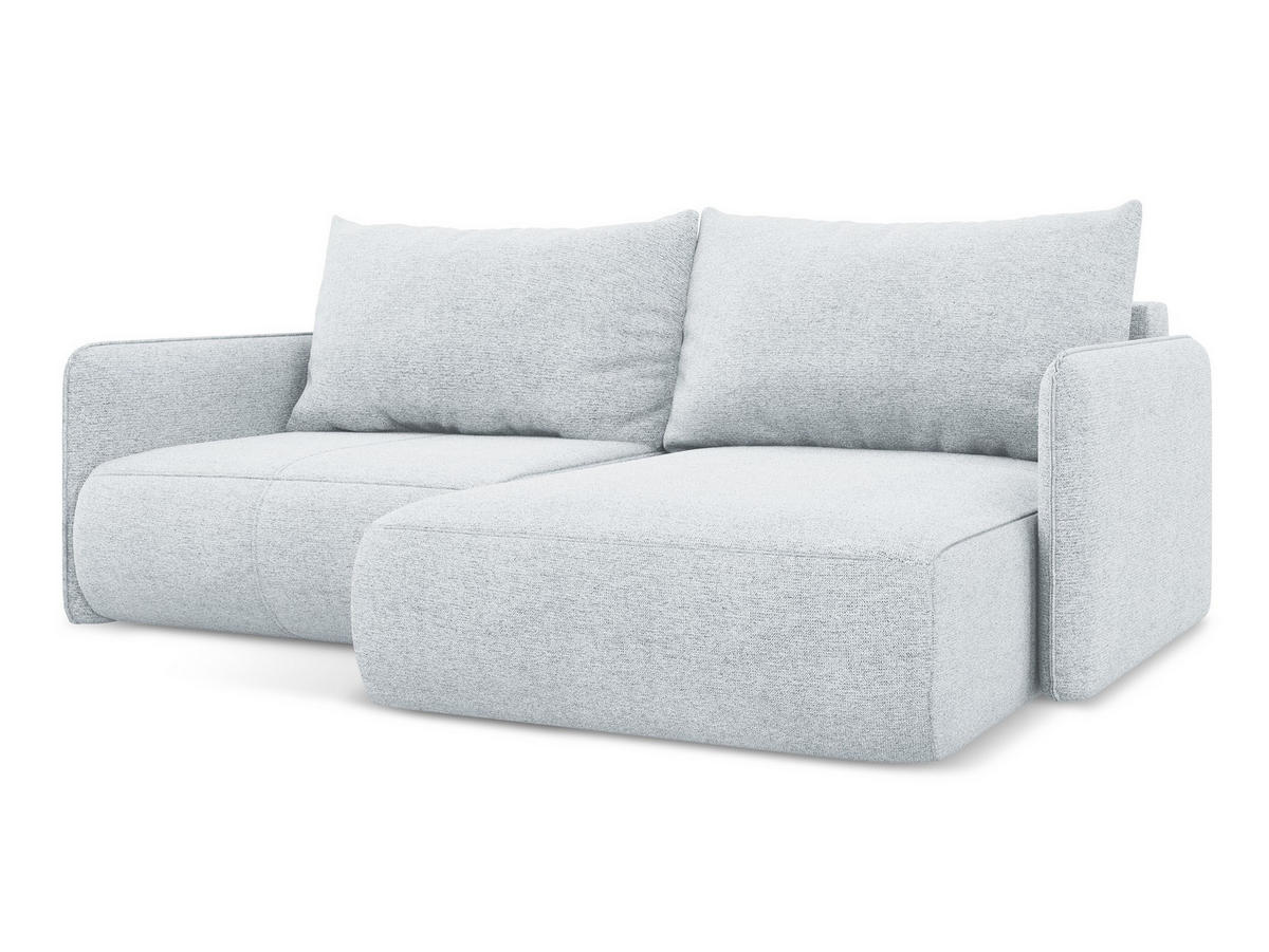 ECKSOFA mit Schlaffunktion Chenille Stoff Blau - Blau/Schwarz, Kunststoff/Textil (207/148cm) - Makamii