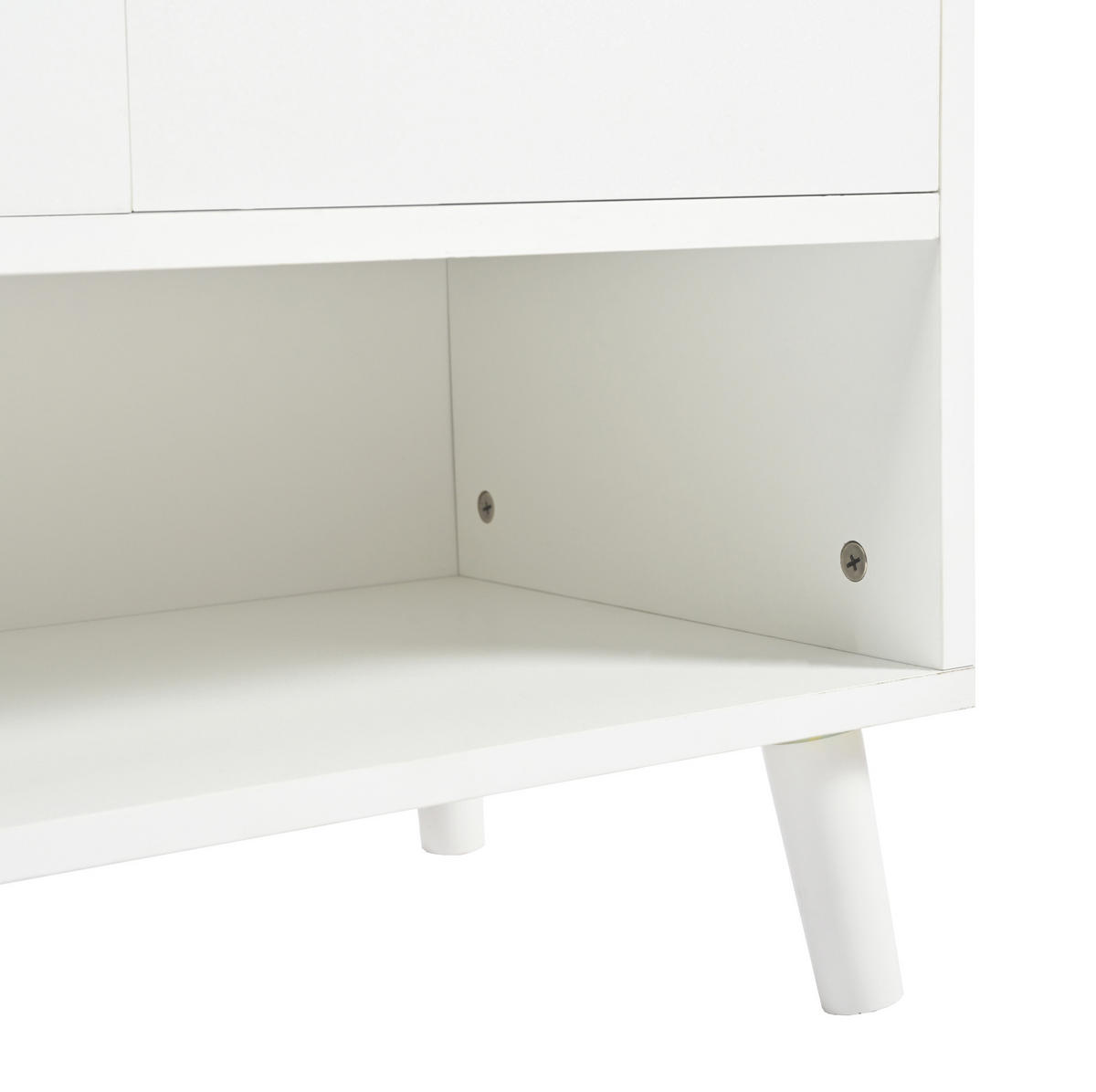 BOTNÍK 120/35/99 cm bílý z dřevotřísky se zásuvkou a 4 dvířky - bílá, kompozitní dřevo (120/99/35cm) - OKWISH