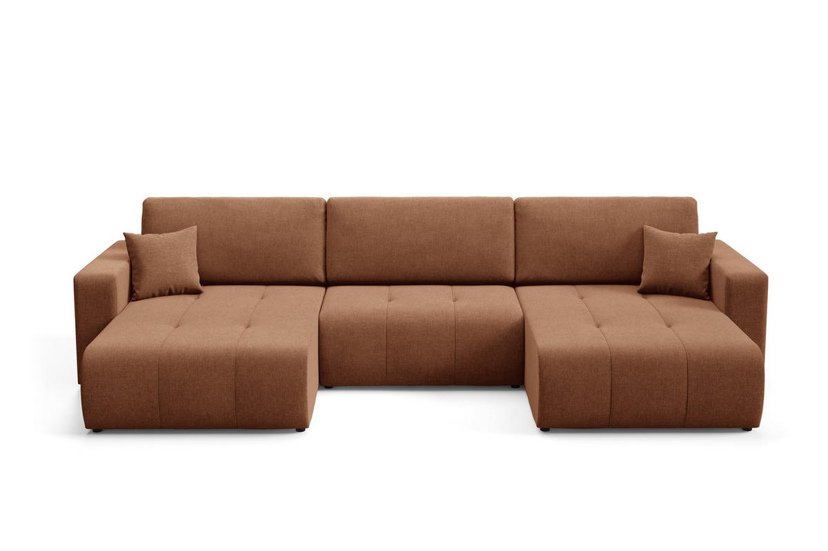 WOHNLANDSCHAFT Augusto - Kupferfarben, Holzwerkstoff/Textil (344/82/149cm) - Fun Möbel