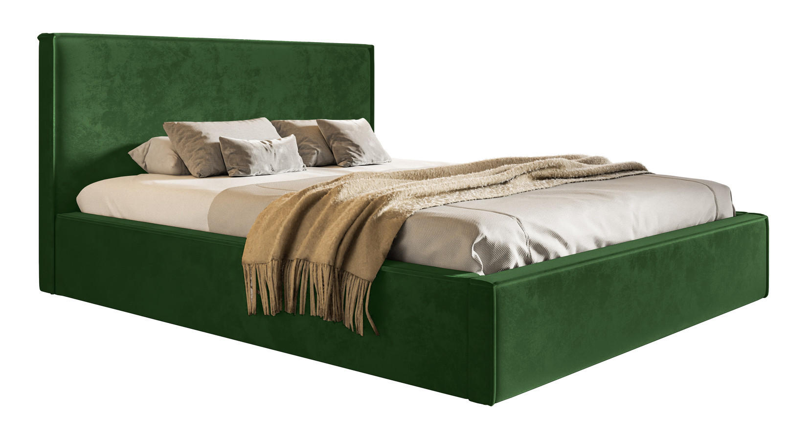 DOPPELBETT 180x200 cm mit Bettkasten Kyoto, Samtstoff, Grün - Grün, Holz/Textil (180/200cm) - Emporius