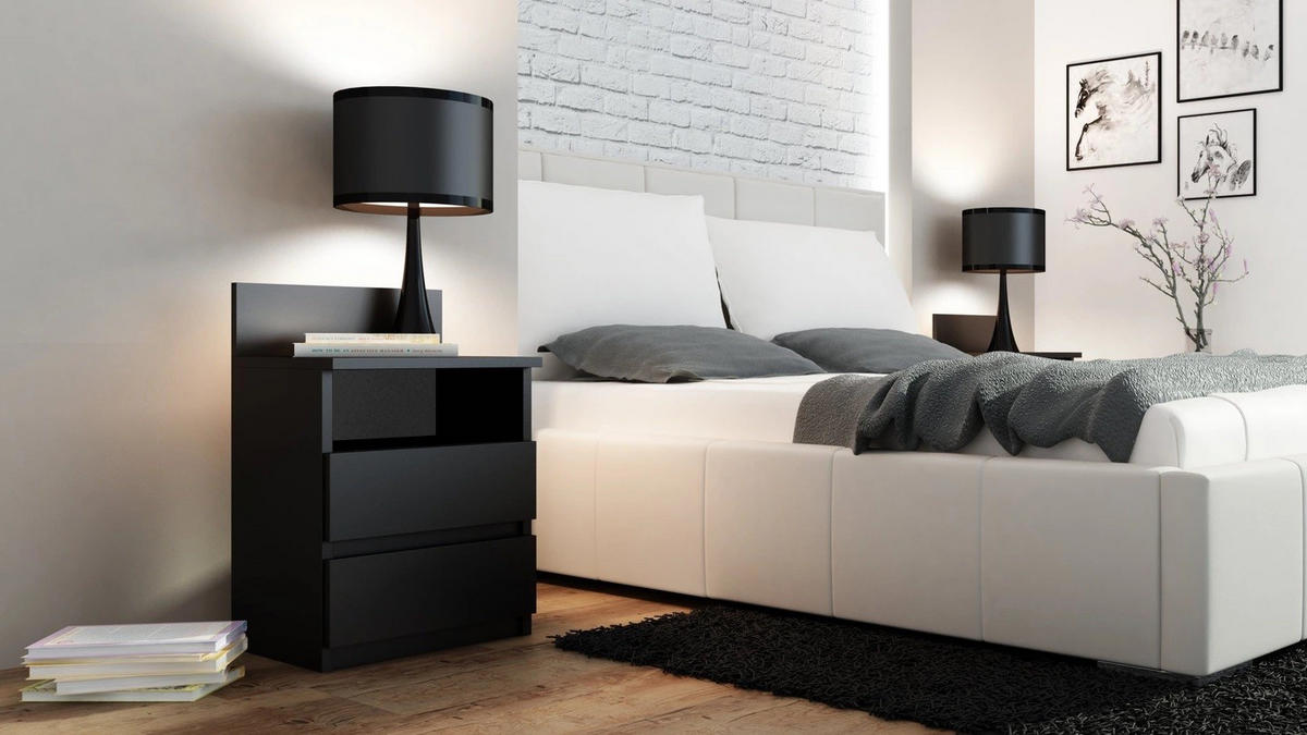 NACHTTISCH MALWA M1 SCHWARZ - Schwarz, Holzwerkstoff (40/59/32cm) - CDF