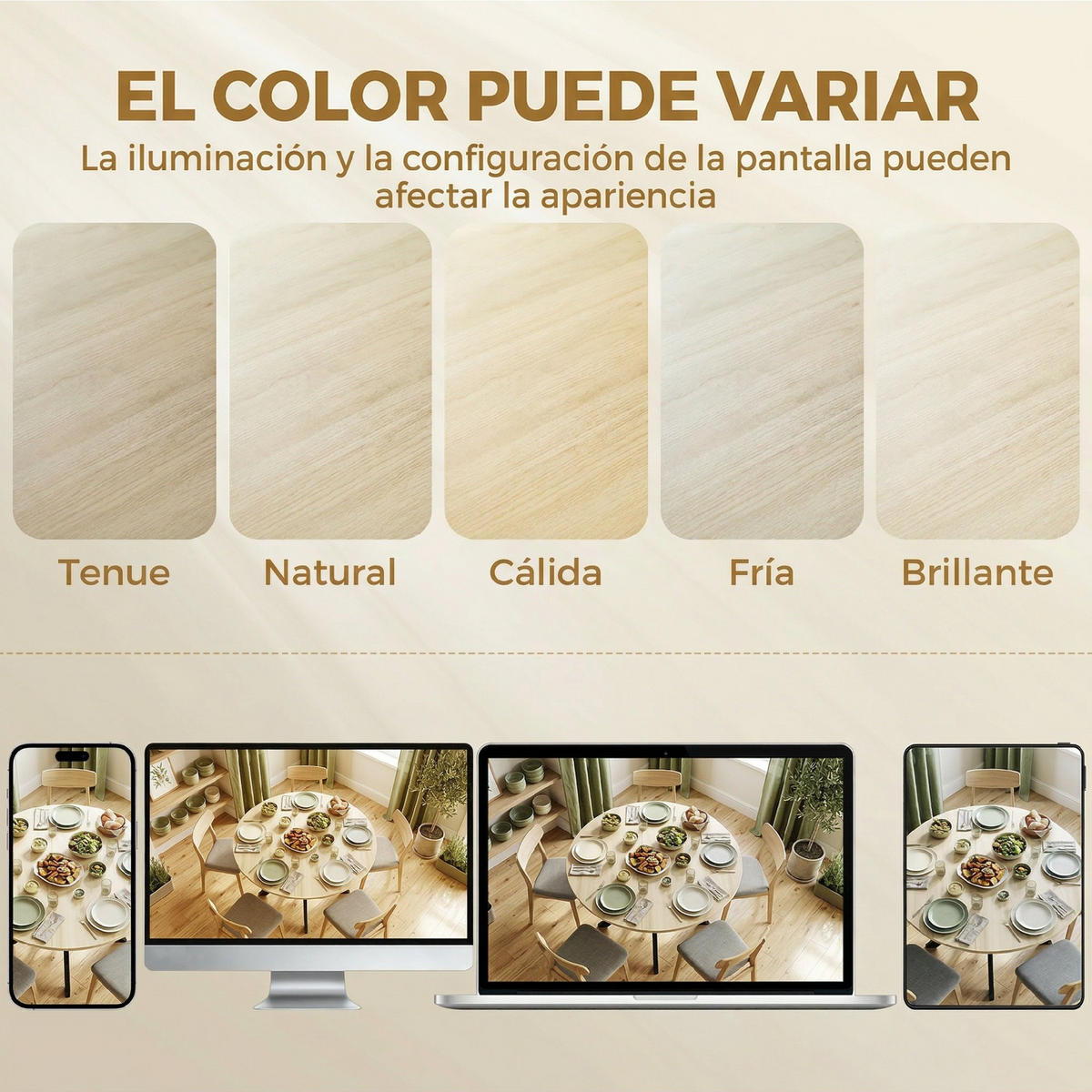 ESSTISCH Naturholz 1 Stück - Beige, Naturmaterialien (110/110/76cm) - GiPP