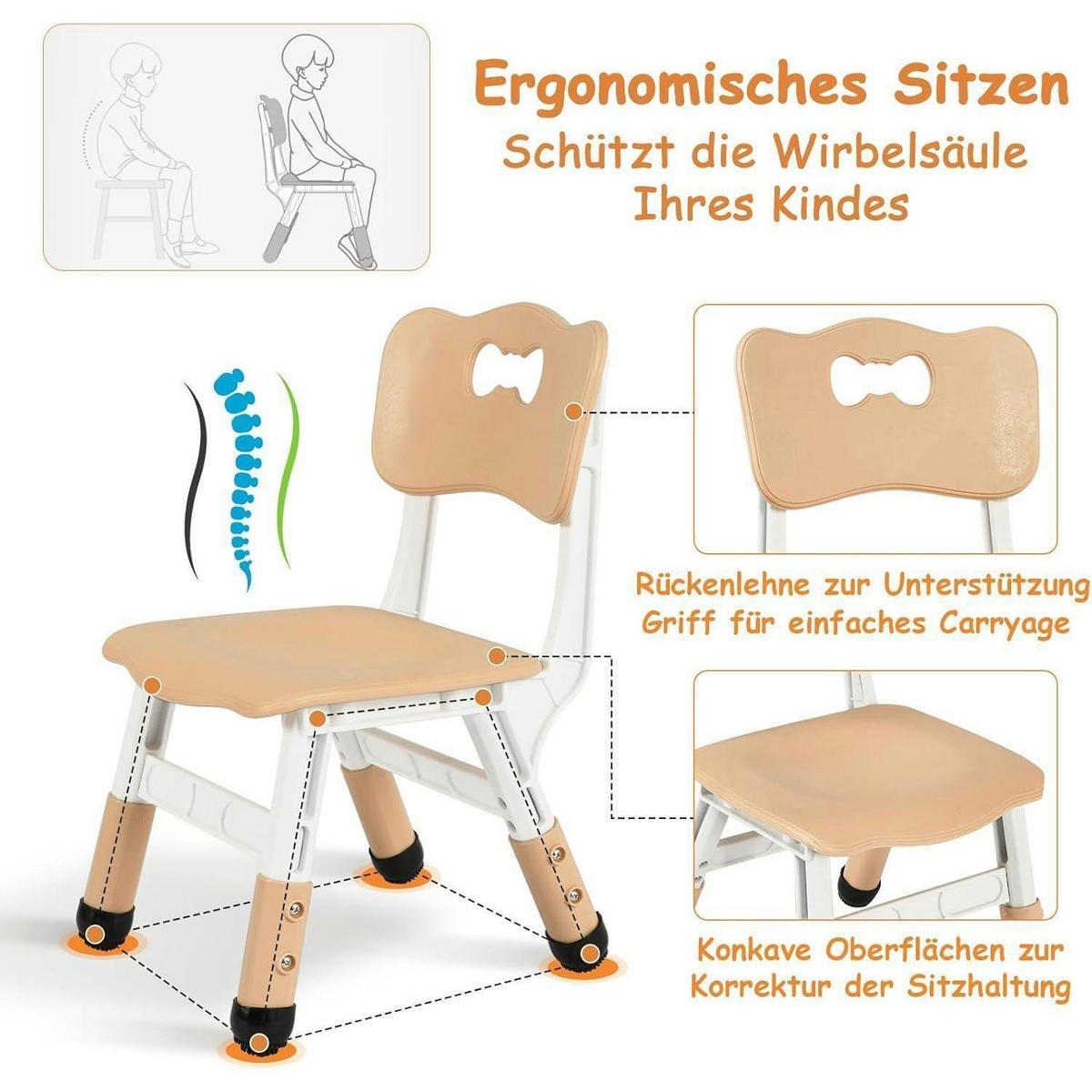 KINDERTISCH- und Stuhl-Set 7-teilig höhenverstellbar Gelb - Multicolor, Kunststoff (60/60/120cm)