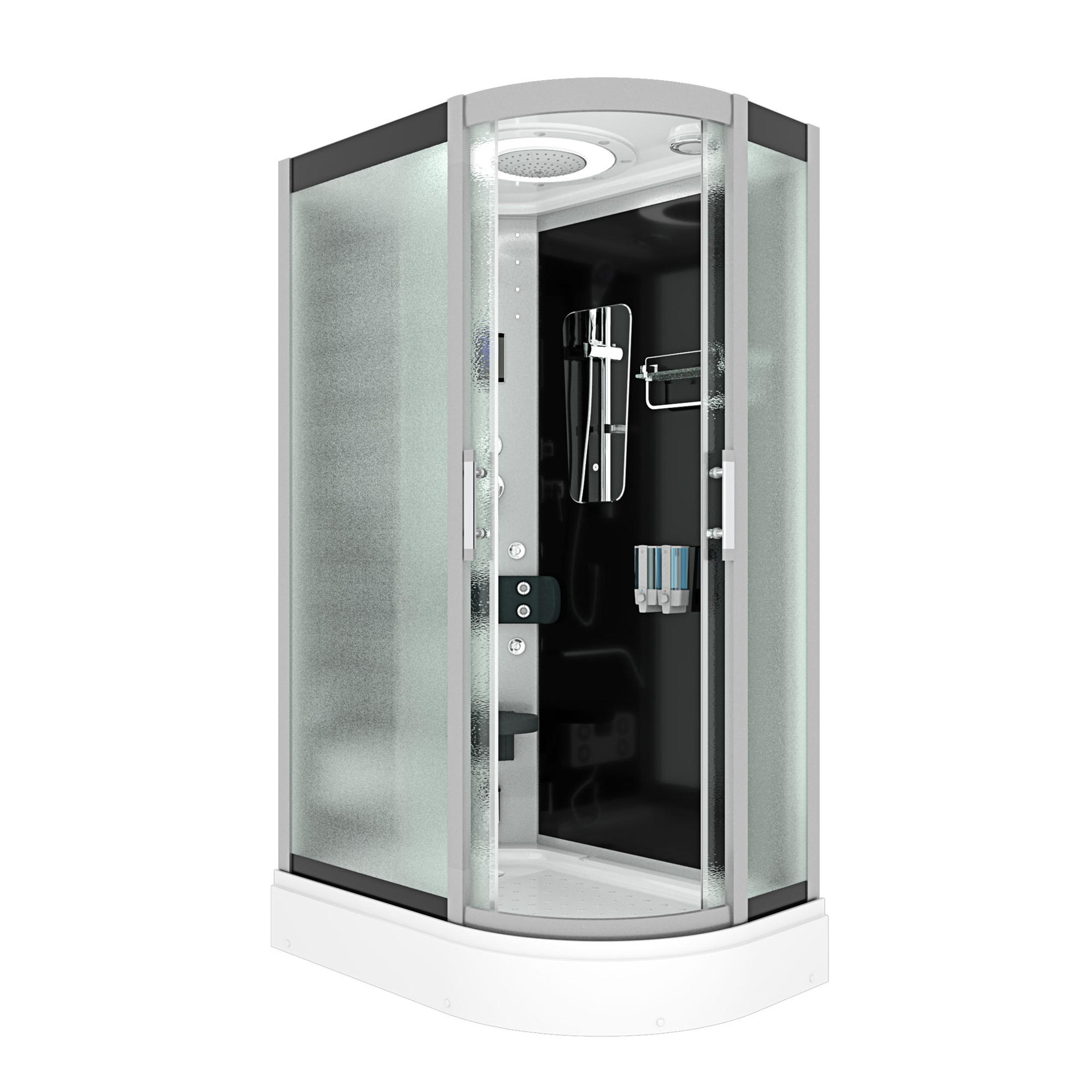 DUSCHE Duschkabine D60-73M0R Schwarz 80x120 - Schwarz, Glas/Kunststoff (80/120/215cm) - AcquaVapore by Sandra Jentho