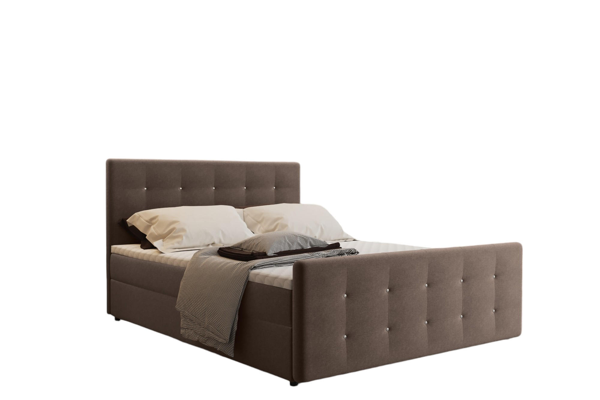 Kaiser Möbel KONTINENTÁLNÍ POSTEL s úložným prostorem, matrací a topperem AMOR Hnědá 120x200 cm H2-Pocket