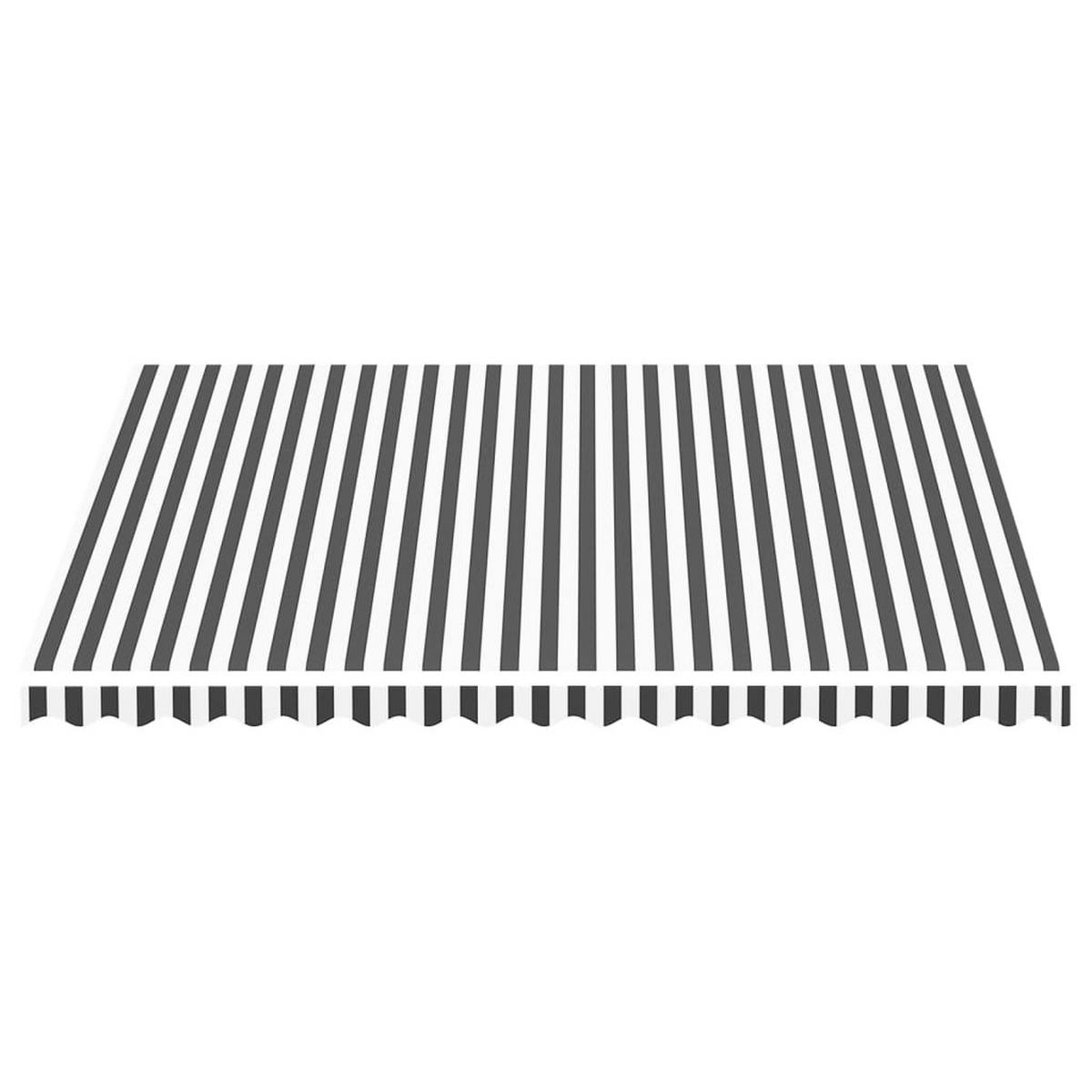 MARKISENSTOFF mit Volant| Anthrazit-Weiß, für 400x350cm Rahmen | Markisenbespannung - Multicolor, Textil (380/0.3/345cm) - DELUKE