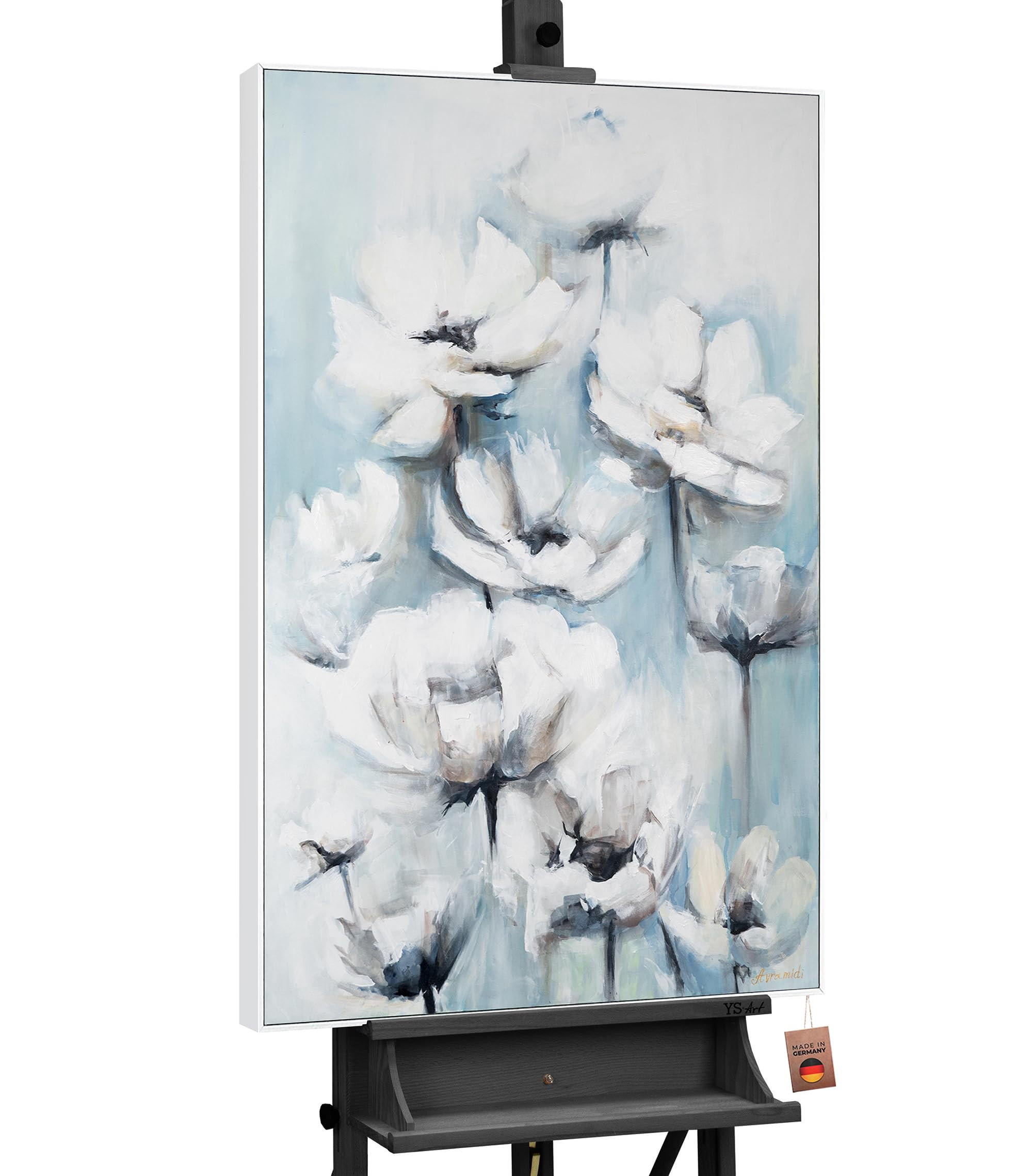 GEMÄLDE Blumige Zärtlichkeit Schattenfugenrahmen Weiß 140x100 cm - Weiß, Holz (140/100cm) - YS-art gallery