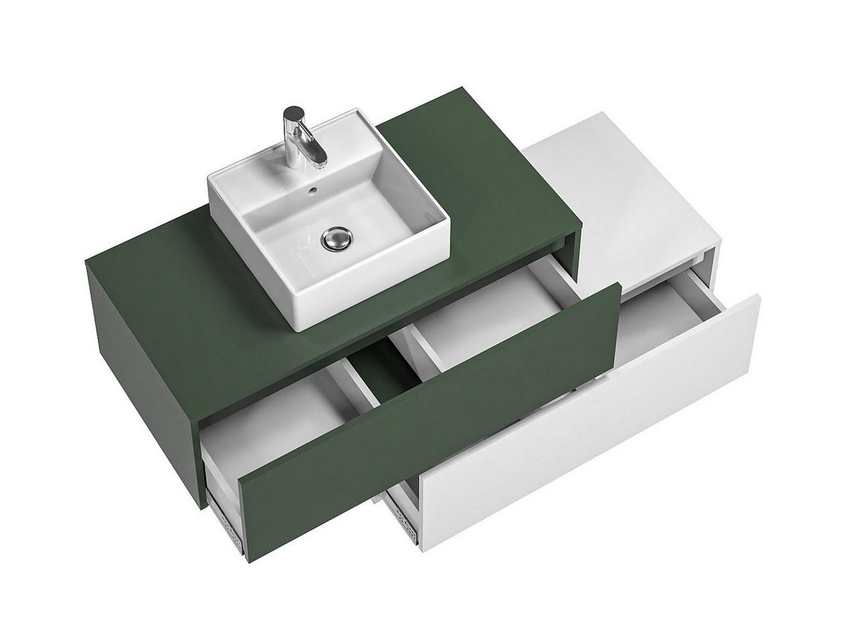 EINZELWASCHTISCH - 94cm x 47cm - Holzspan - grün, weiß - TEANA - Grün, Holz (94/32/47cm) - Vente-Unique