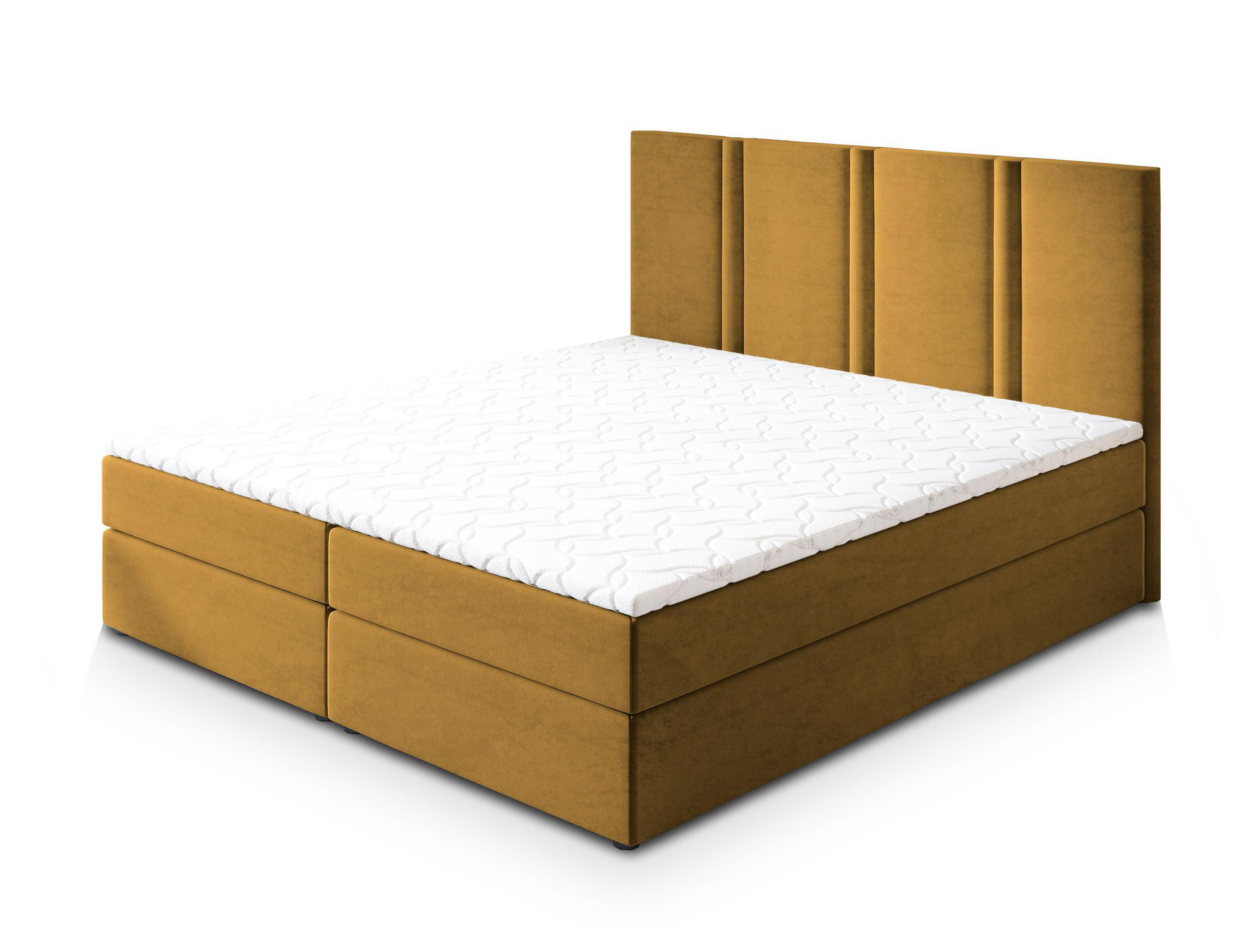 BOXBETT LARIO 180x200 cm mit Matratze und Topper - Gelb - Gelb, Holz (180/200cm) - MASSENO