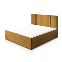 BOXBETT LARIO 180x200 cm mit Matratze und Topper - Gelb - Gelb, Holz (180/200cm) - MASSENO