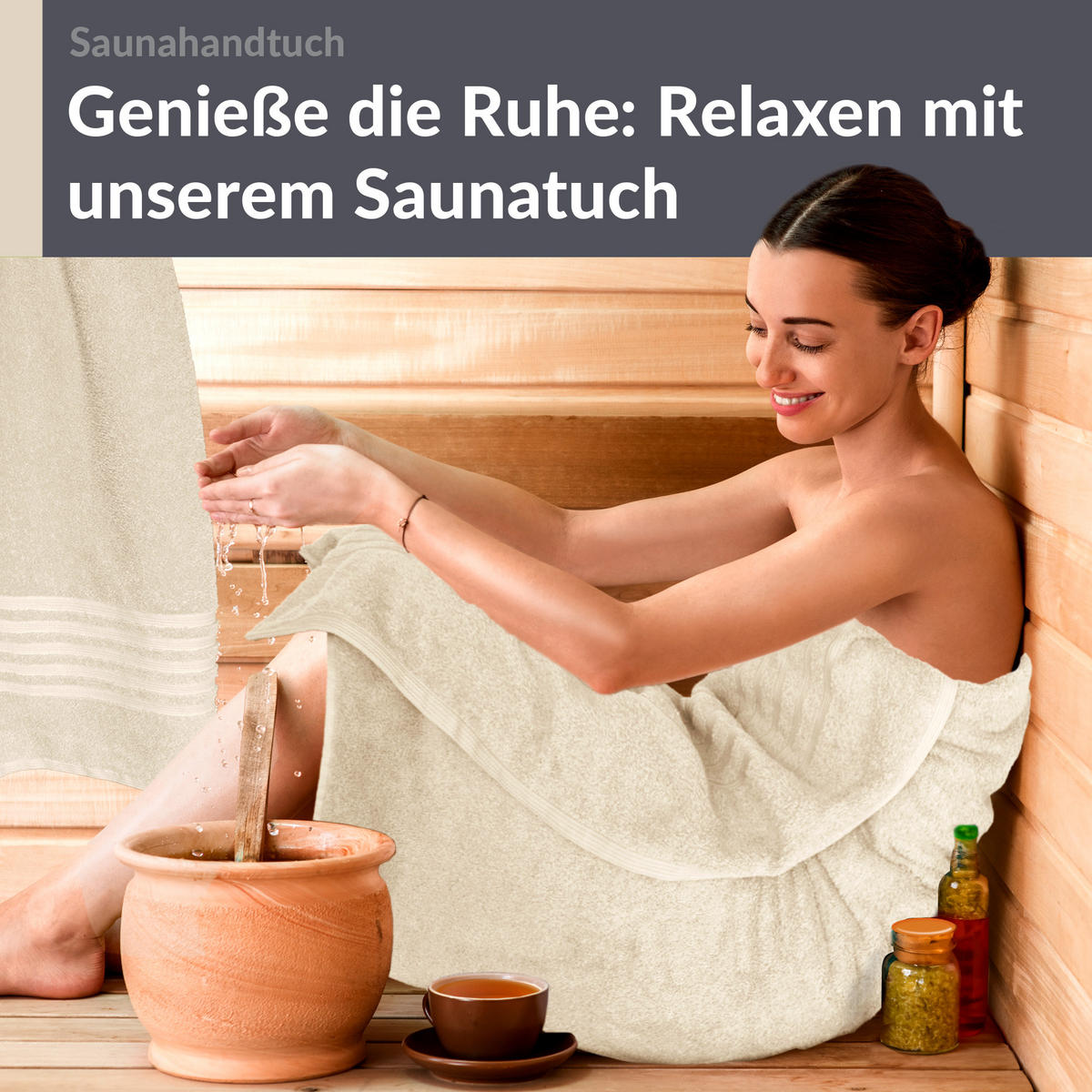 SAUNATUCH 80x200 cm 2er Set London Natur - Naturfarben, Textil (80/200cm) - Lashuma