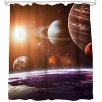 DUSCHVORHANG Planeten 180 x 200 cm - Orange, Textil (180/200cm) - Sanilo