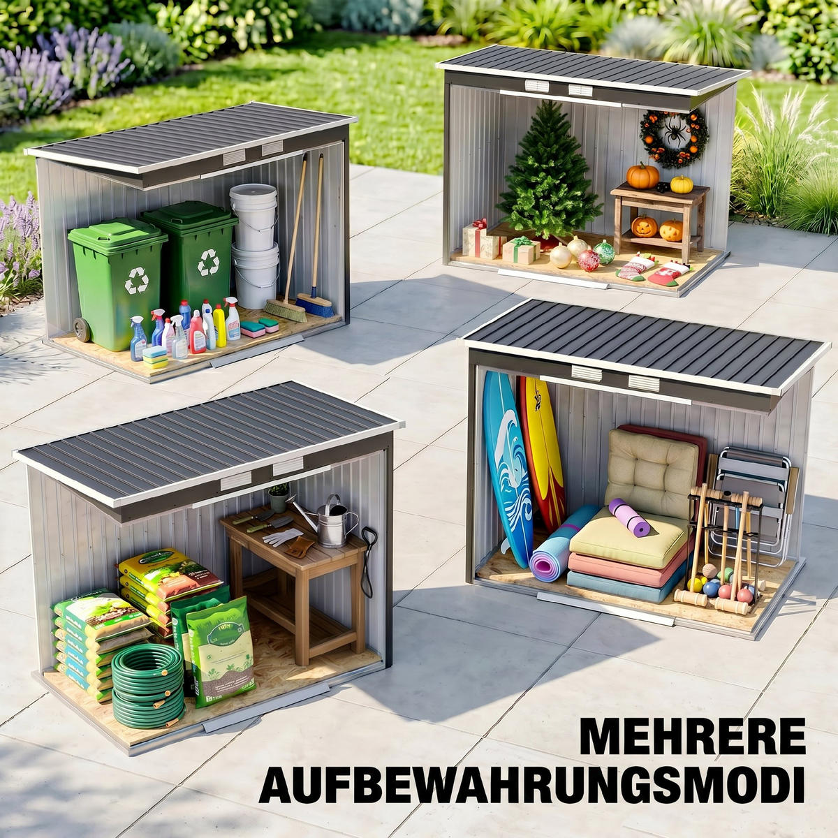 GARTENHAUS Verzinkter Stahl Dunkelgrau - Dunkelgrau, Metall (130/172/213cm) - Outsunny
