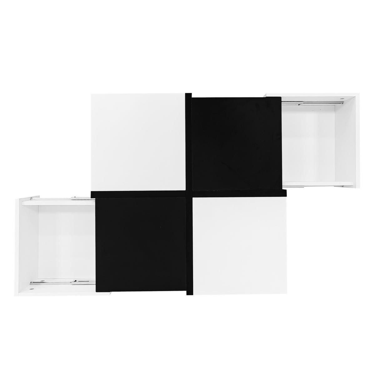 COUCHTISCH 70/70/35,5 cm mit 2 Schubladen und leichtgängigen Schienen aus Spanplatte, Schwarz/Weiß - Schwarz, Holzwerkstoff (70/70/35.5cm) - Redom