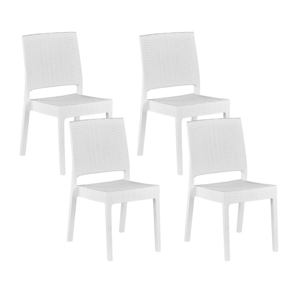 SCAUN DE GRĂDINĂ set de 4 aspect de ratan alb Fossano