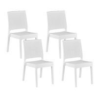 GARTENSTUHL 4er-Set Rattanoptik weiß Fossano - Weiß, Kunststoff (60/89/47cm) - Beliani