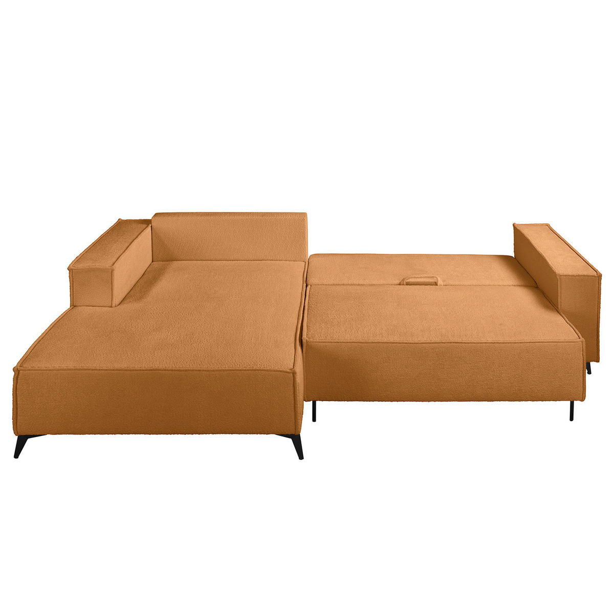 ECKSOFA mit Schlaffunktion - Beige/Schwarz, Textil (294/185cm) - home24