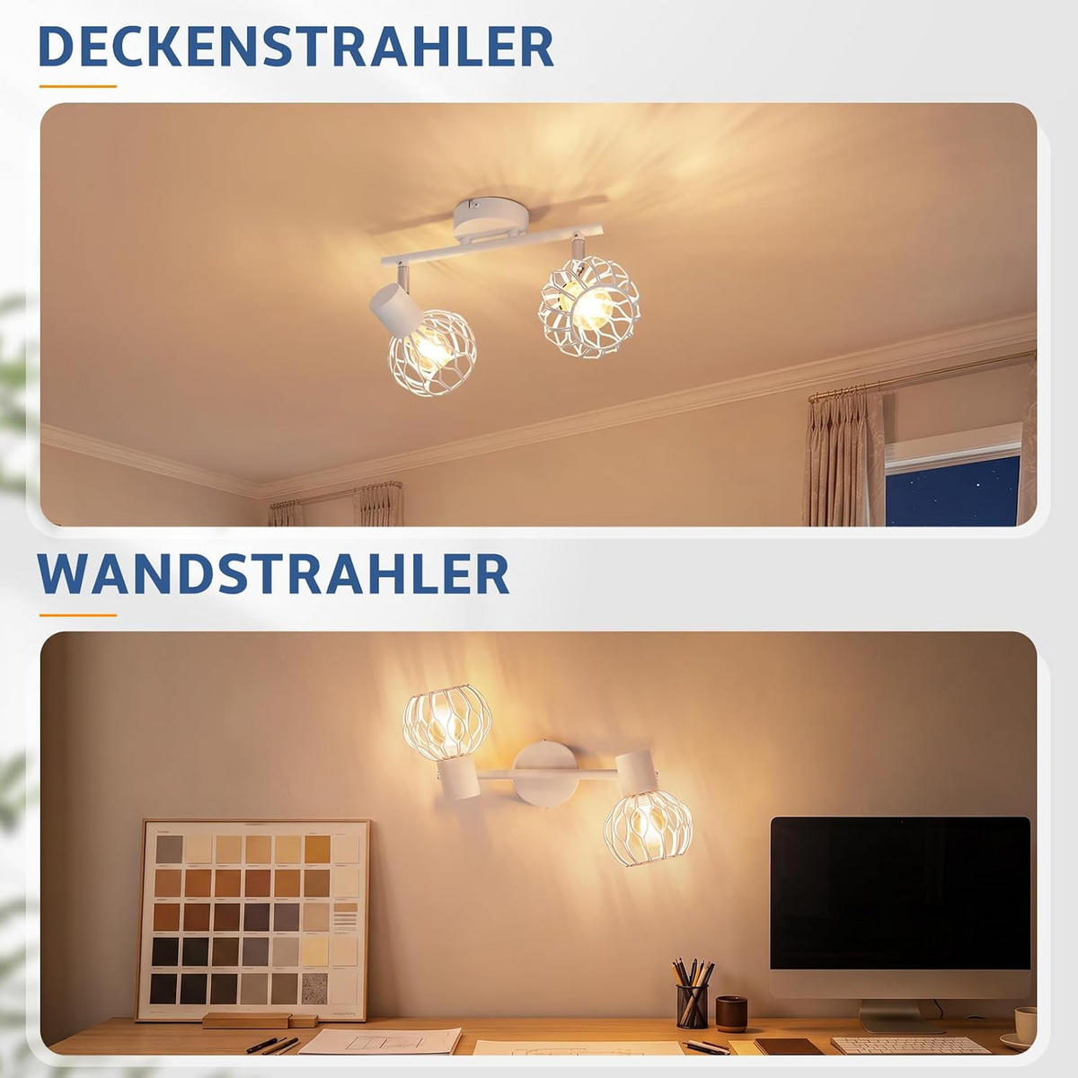 DECKENSTRAHLER Field 2-flammig 25/10/18 cm - Weiß, Metall (25/10/18cm) - Nettlife