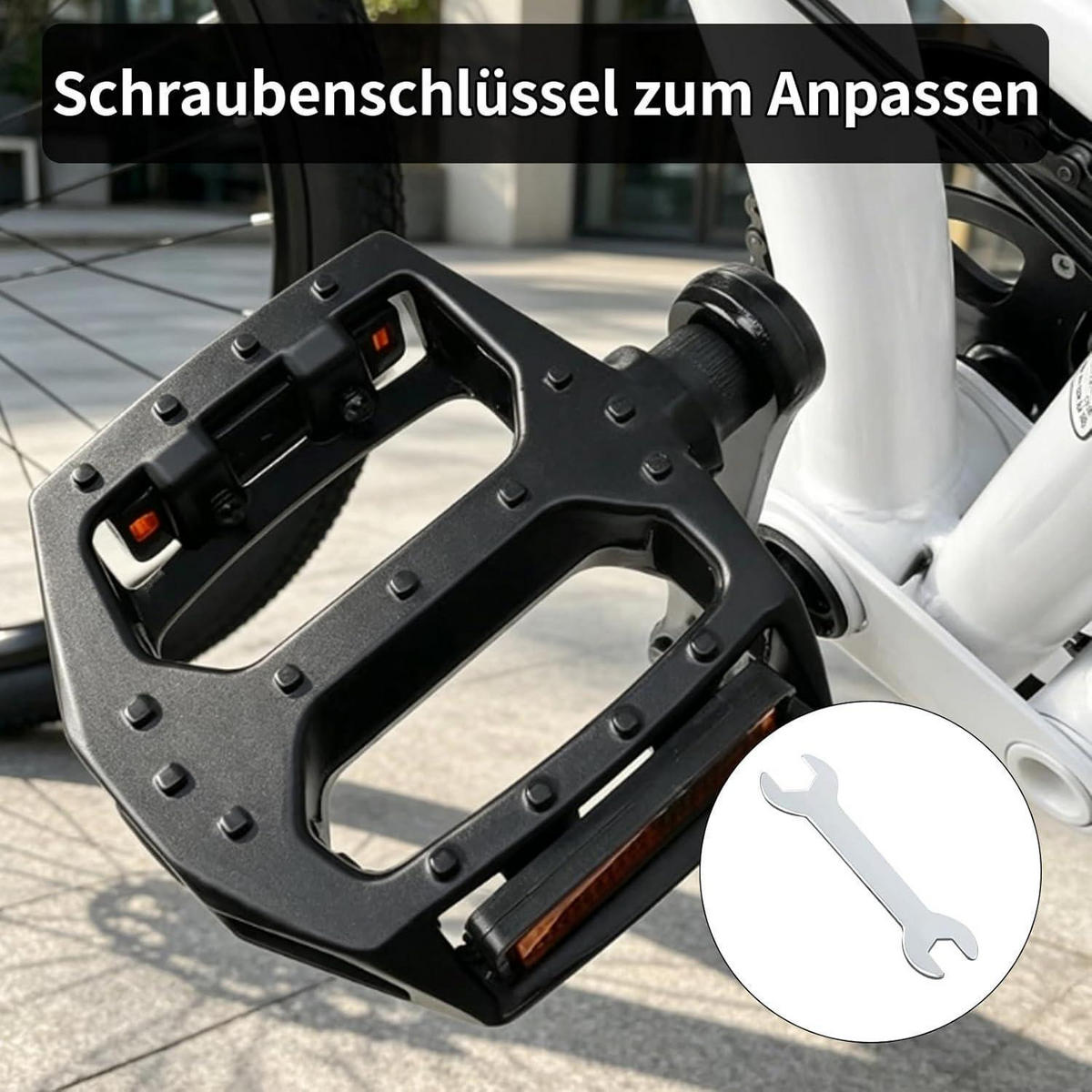 FAHRRADPEDALE mit Reflektoren Schwarz - Schwarz, Kunststoff (10/2.2/12cm)