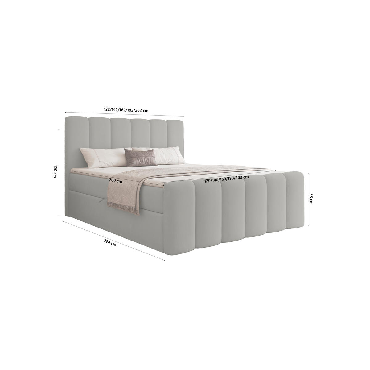 BOXBETT Perrone 120x200 cm, Dunkelgrau - Dunkelgrau, Textil (120/200cm) - Fedve