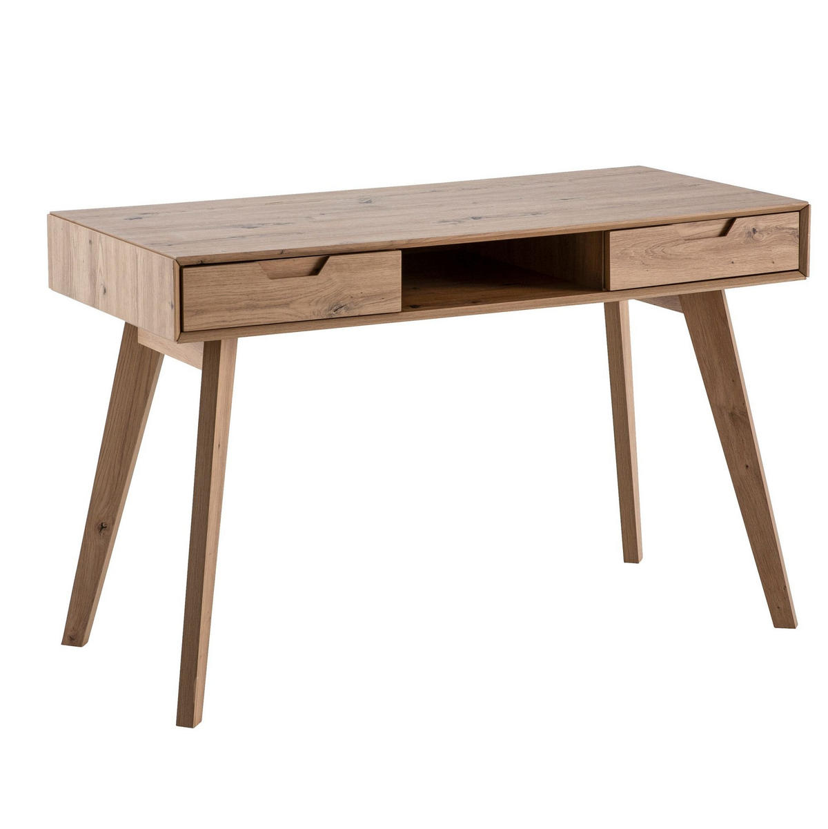 SCHREIBTISCH – 120x55x77 cm, Skandinavischer Stil, 2 Schubladen, Eichenbeine - Beige, Eichenholz/Holz (55/120/77cm) - KADIMA DESIGN
