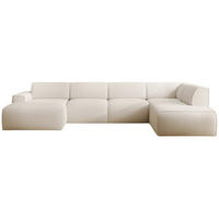WOHNLANDSCHAFT Bouvi Creme rechts - Creme/Schwarz, Kunststoff/Textil (220/378cm) - Selsey