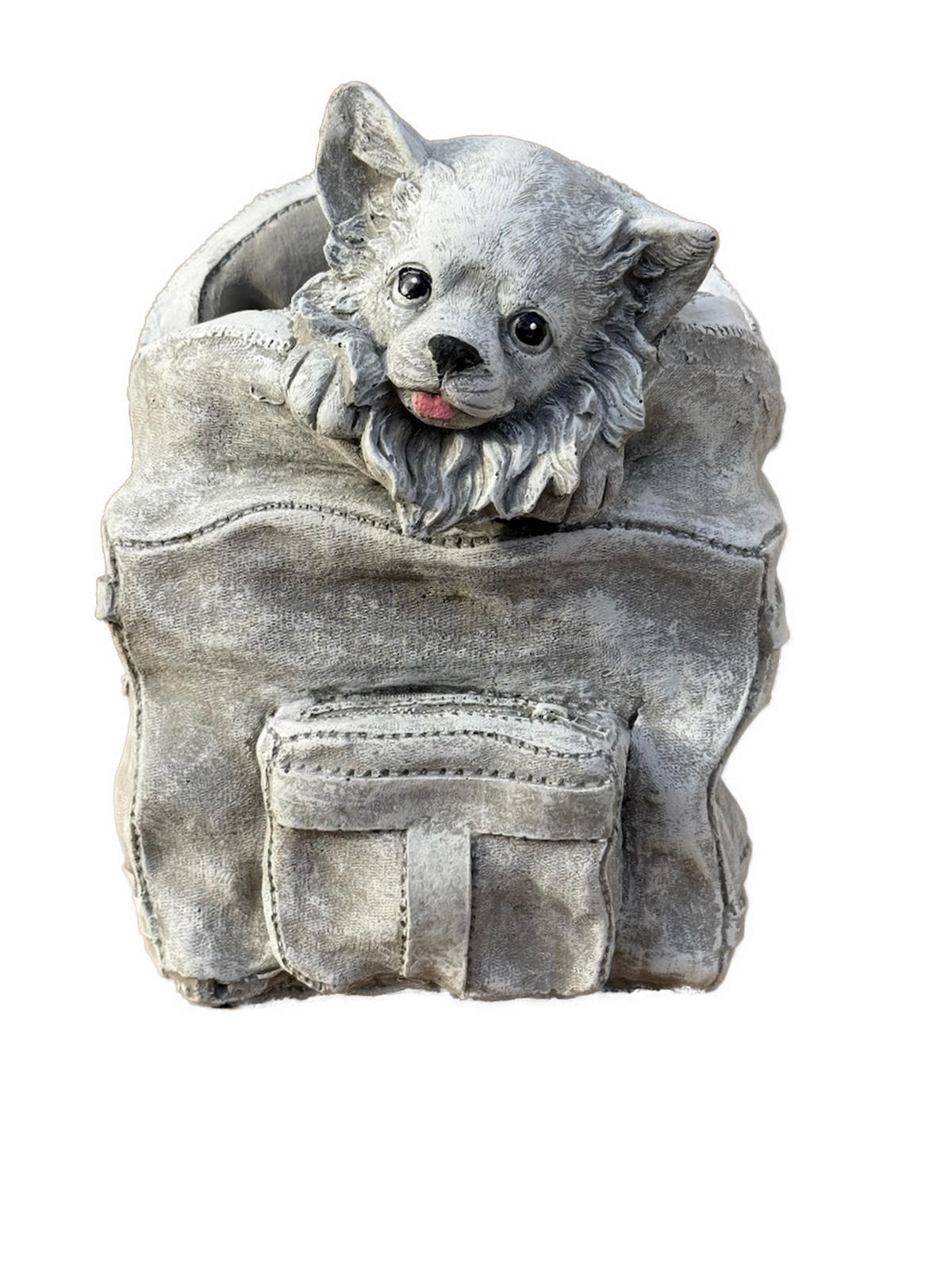 STEINFIGUR Chihuahua in Handtasche, Frostfest, Steinguss - Grau, Stein (20/25/18cm) - stoneandstyle