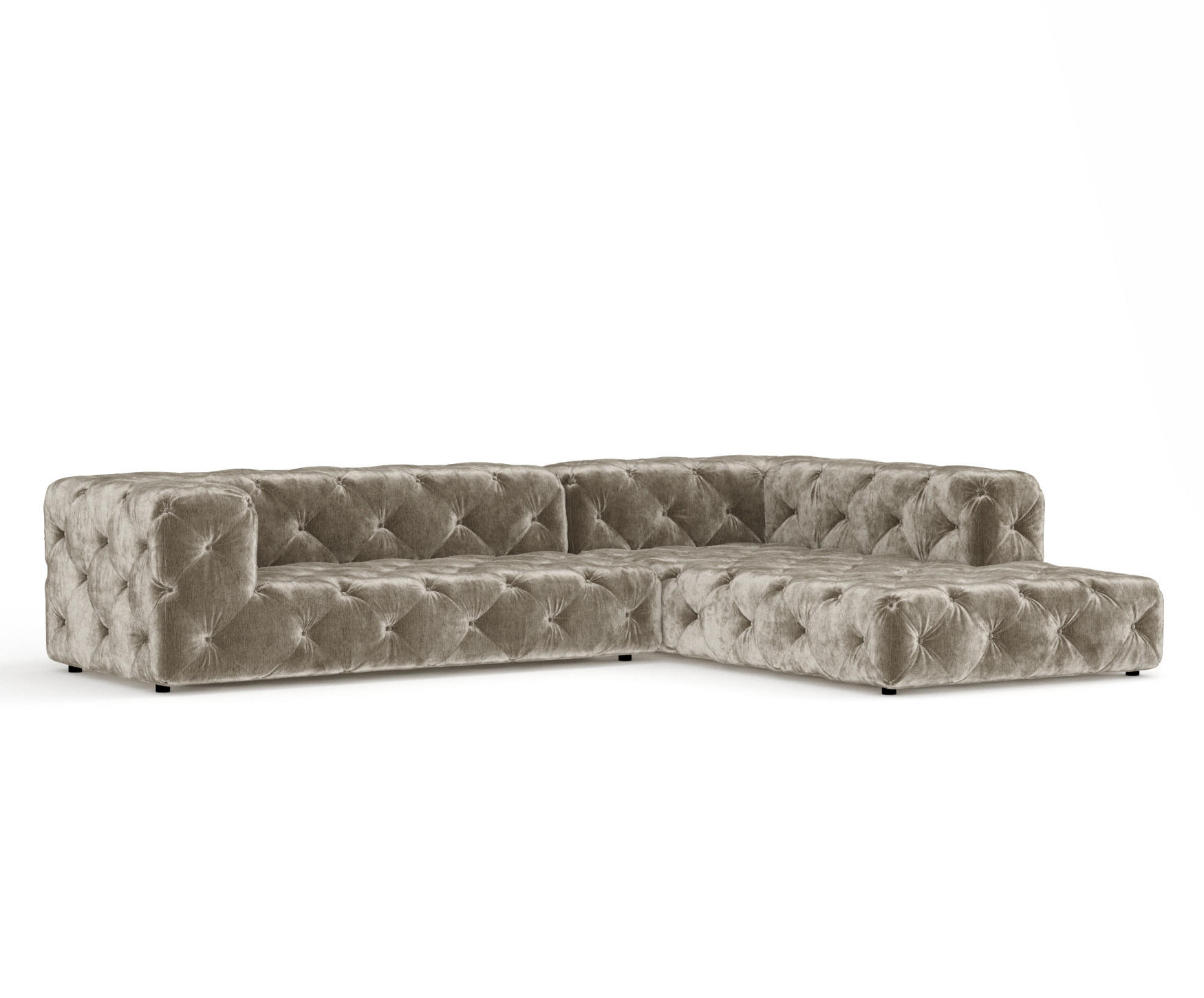 ECKSOFA Cosimo Beige Chenille - Beige/Schwarz, Holz/Holzwerkstoff (325/228cm) - Maison de Reve